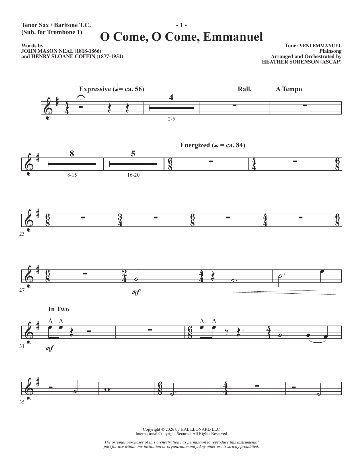 A Carol Mosaic - Tenor Sax/Bari TC (sub. Tbn): Choral Instrumental Pak