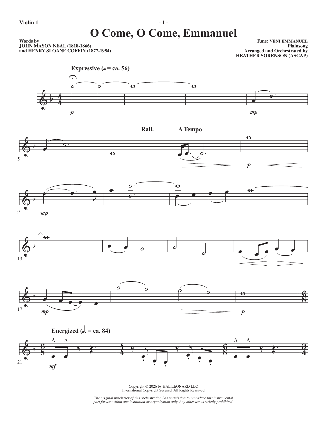 A Carol Mosaic - Violin 1: Choral Instrumental Pak