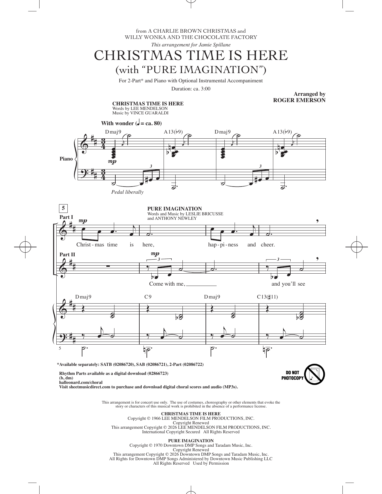 Christmas Time Is Here (with Pure Imagination): 2-Part Choral Octavo