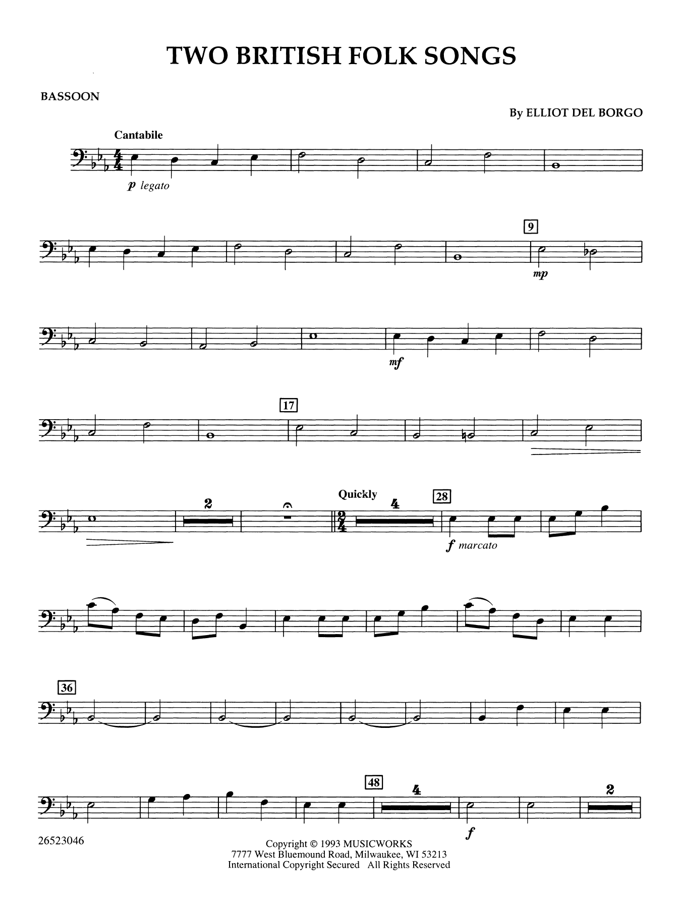 Two British Folk Songs - Bassoon