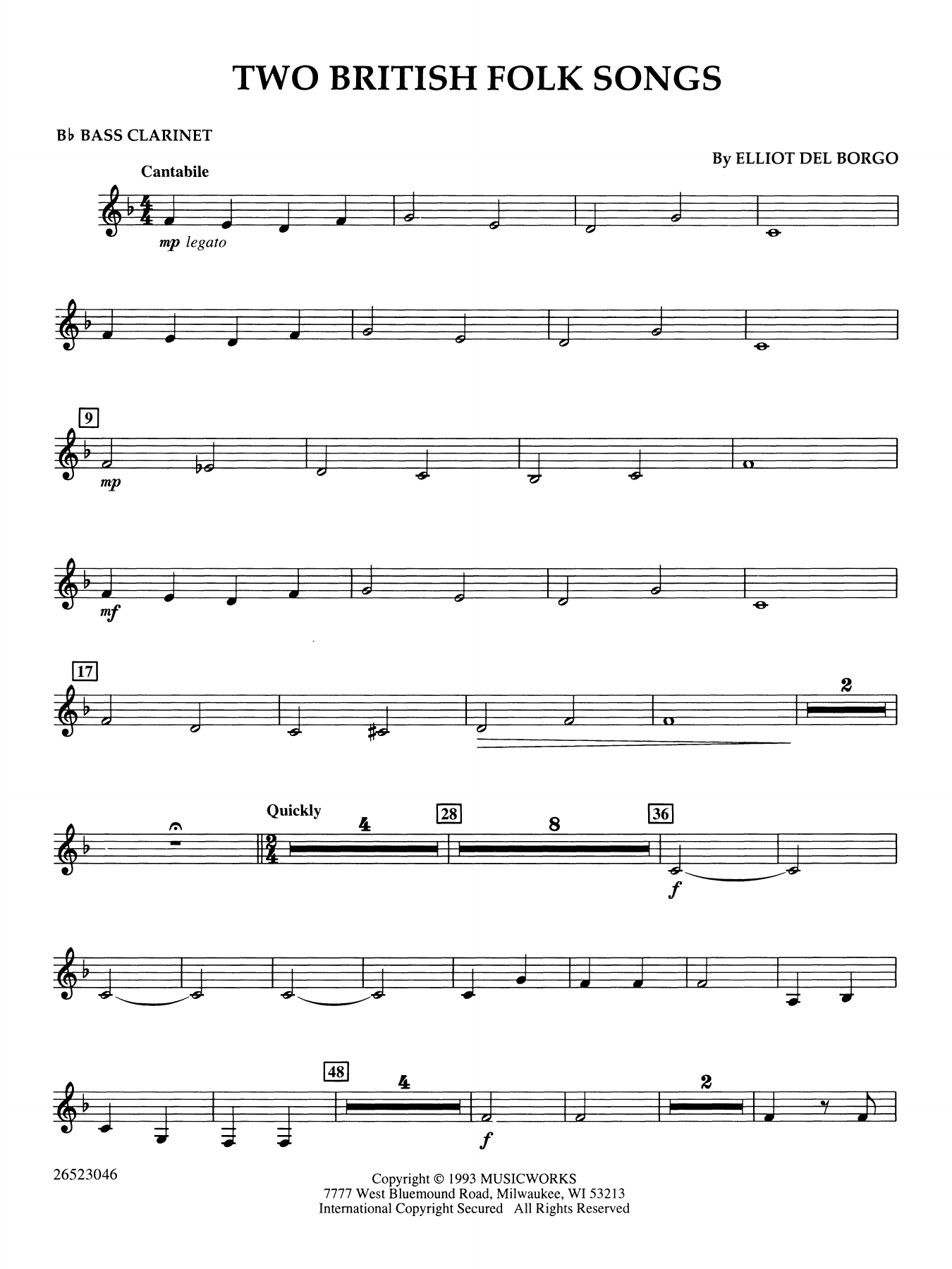 Two British Folk Songs - Bb Bass Clarinet