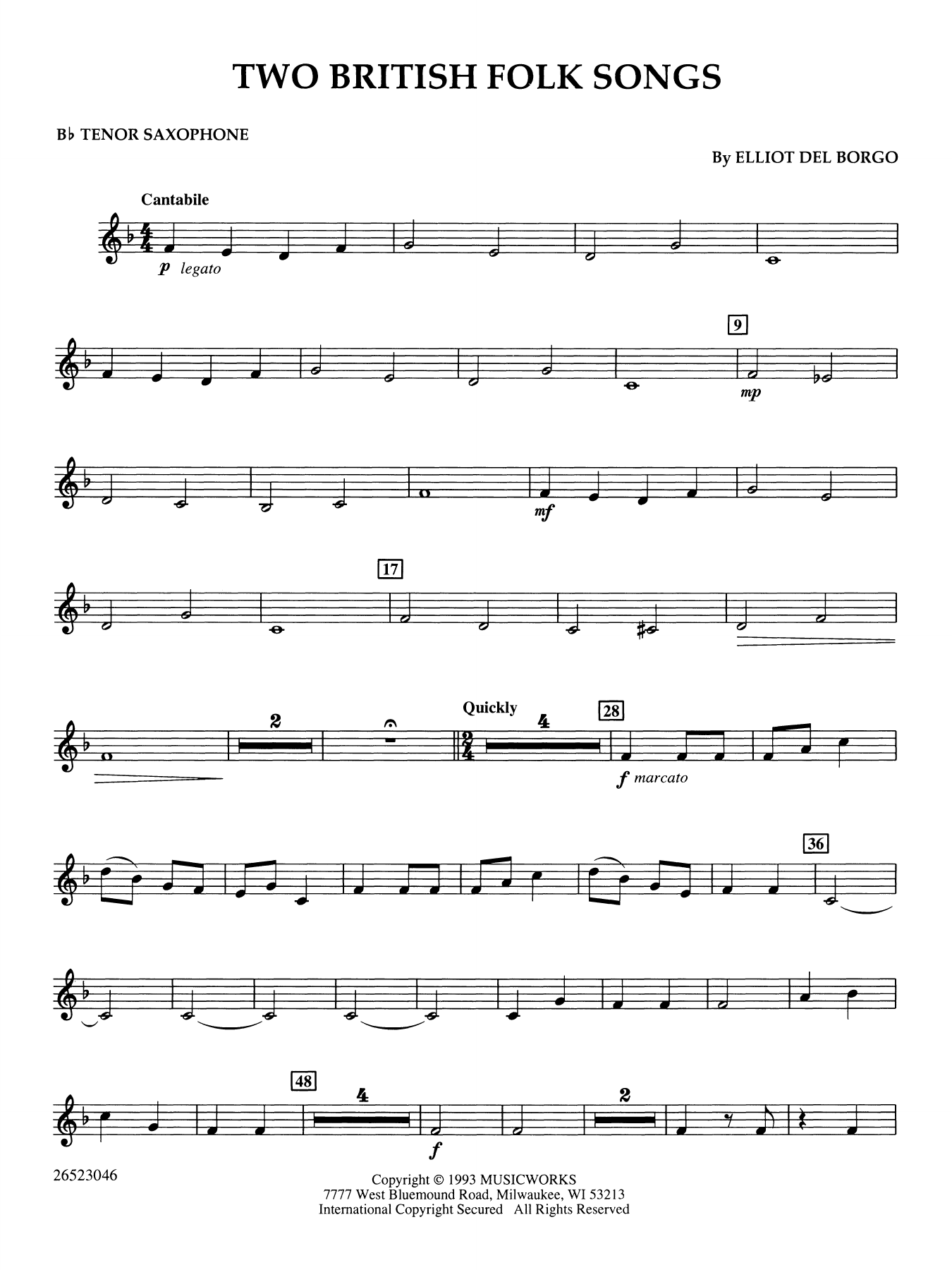 Two British Folk Songs - Bb Tenor Saxophone