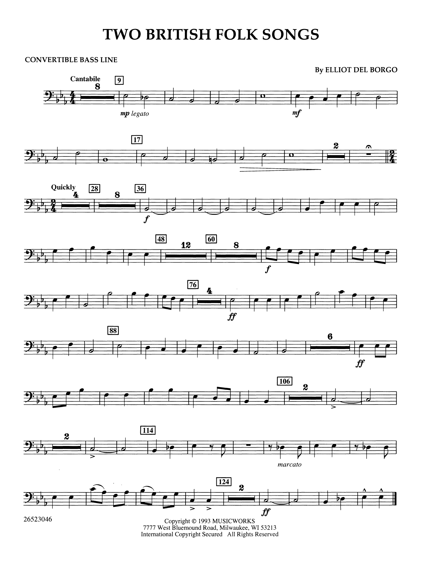 Two British Folk Songs - Convertible Bass Line