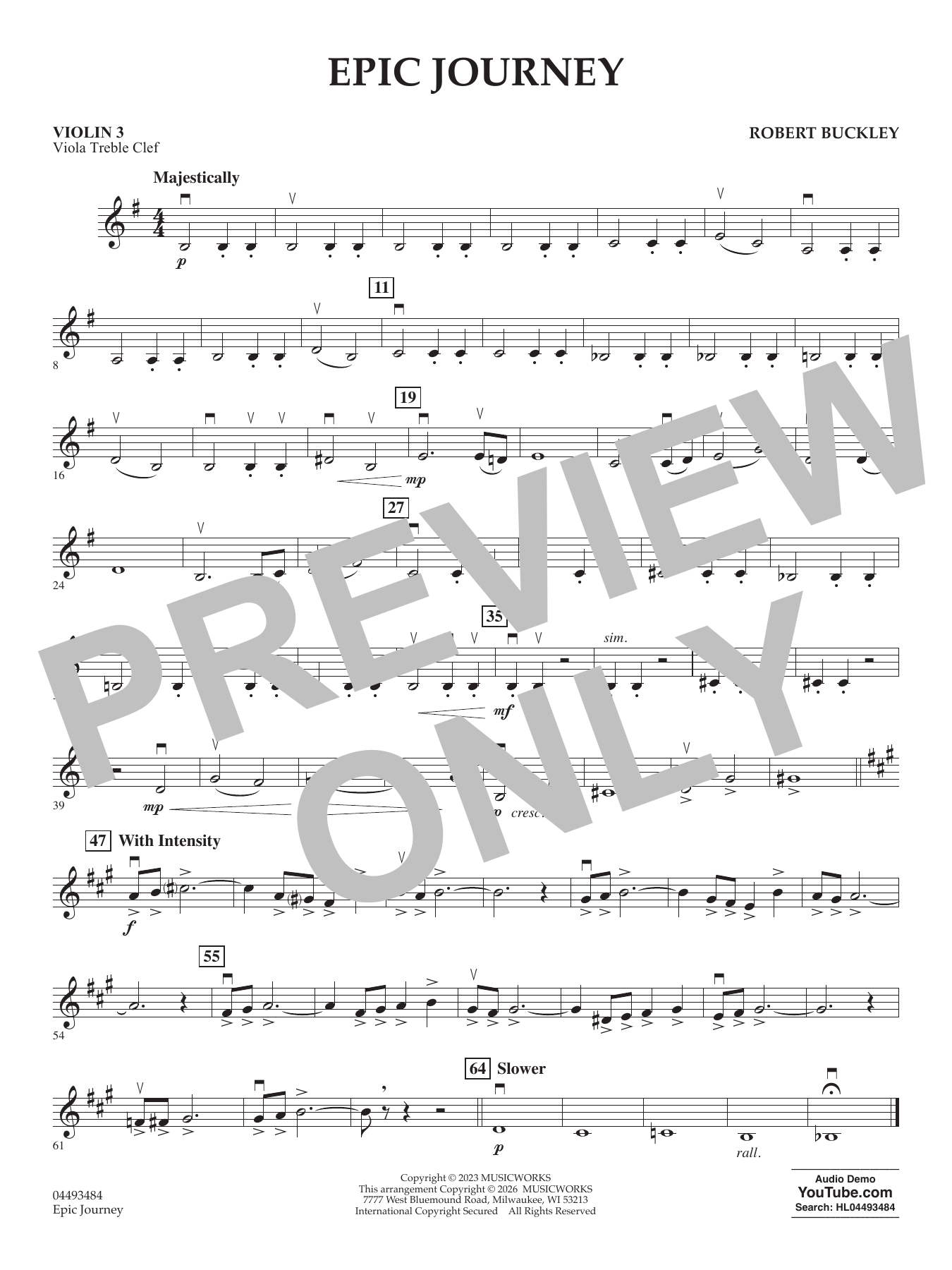 Epic Journey - Violin 3 (Viola Treble Clef)