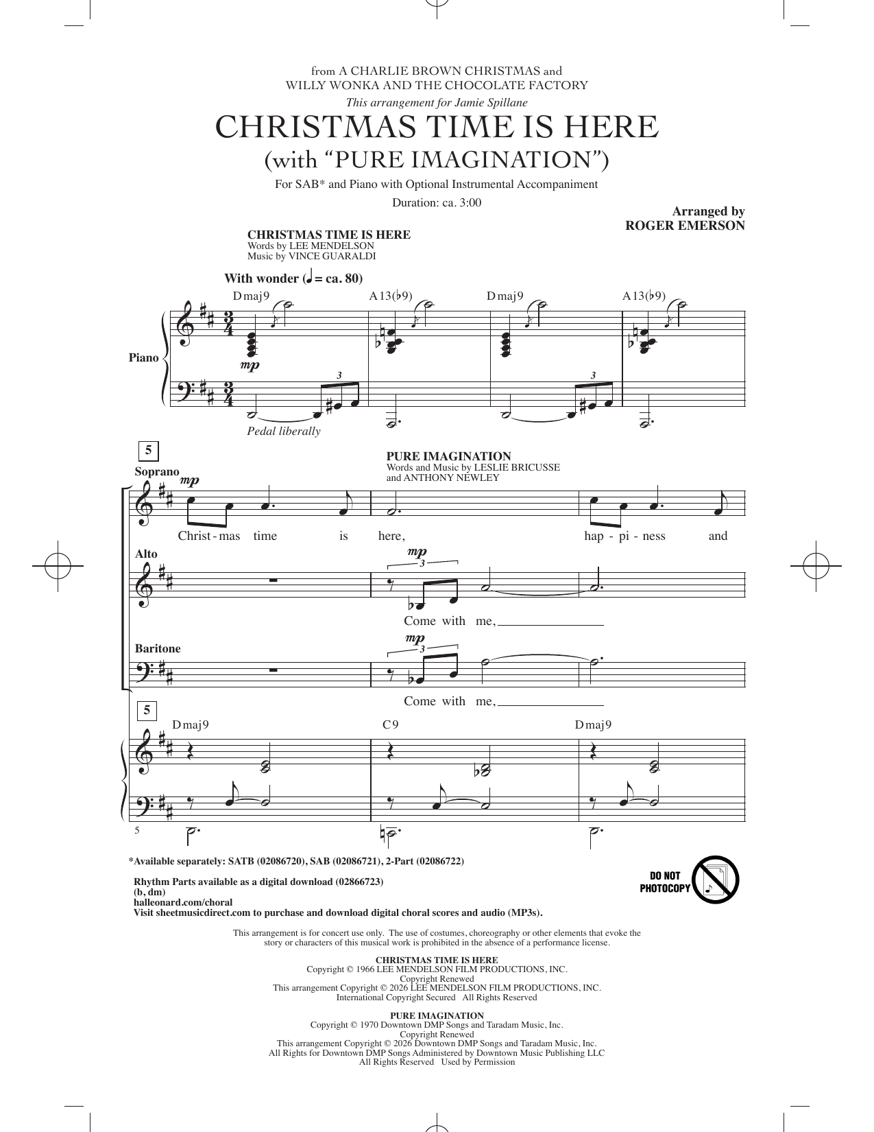 Christmas Time Is Here (with Pure Imagination) (arr. Roger Emerson): SAB Choral Octavo