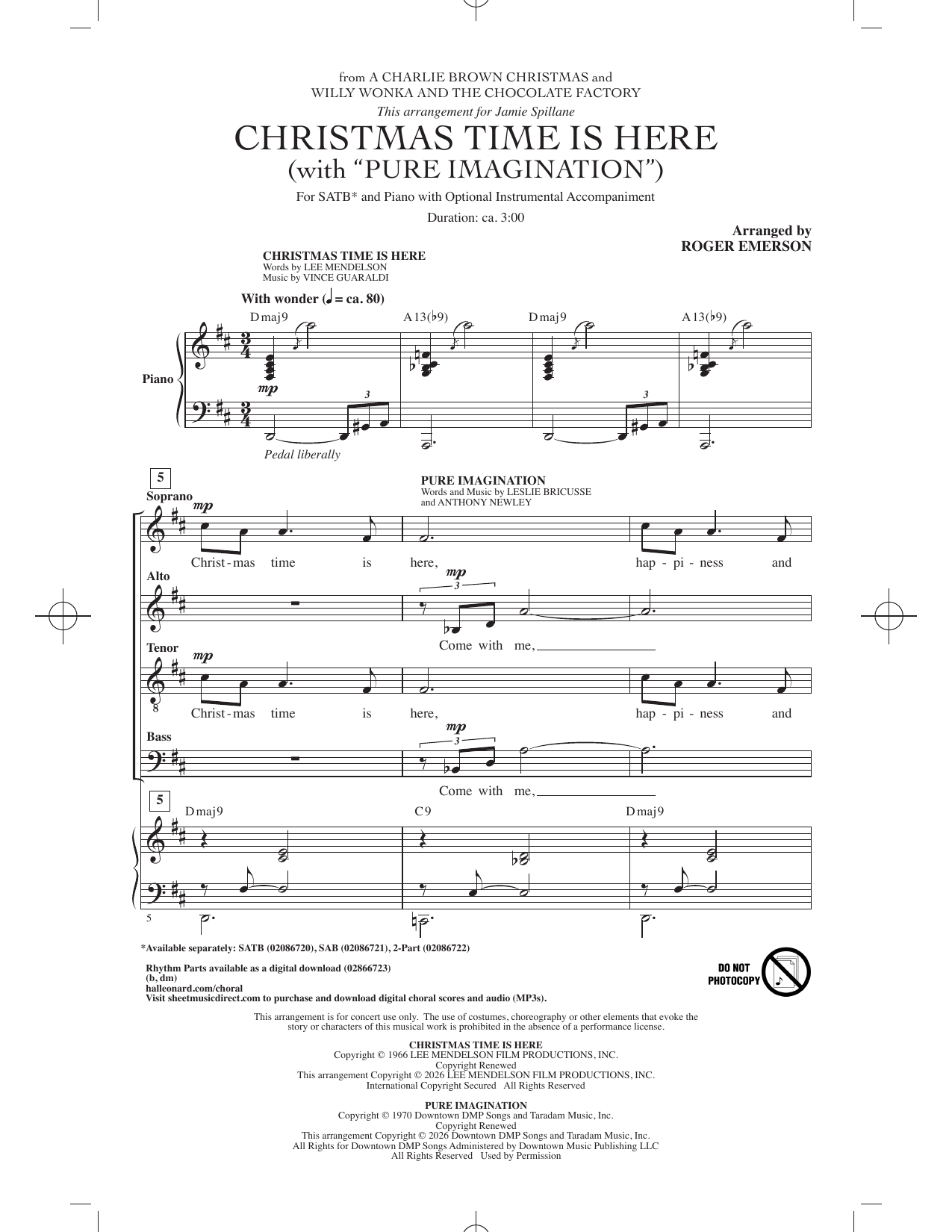 Christmas Time Is Here (with Pure Imagination) (arr. Roger Emerson): SATB Choral Octavo