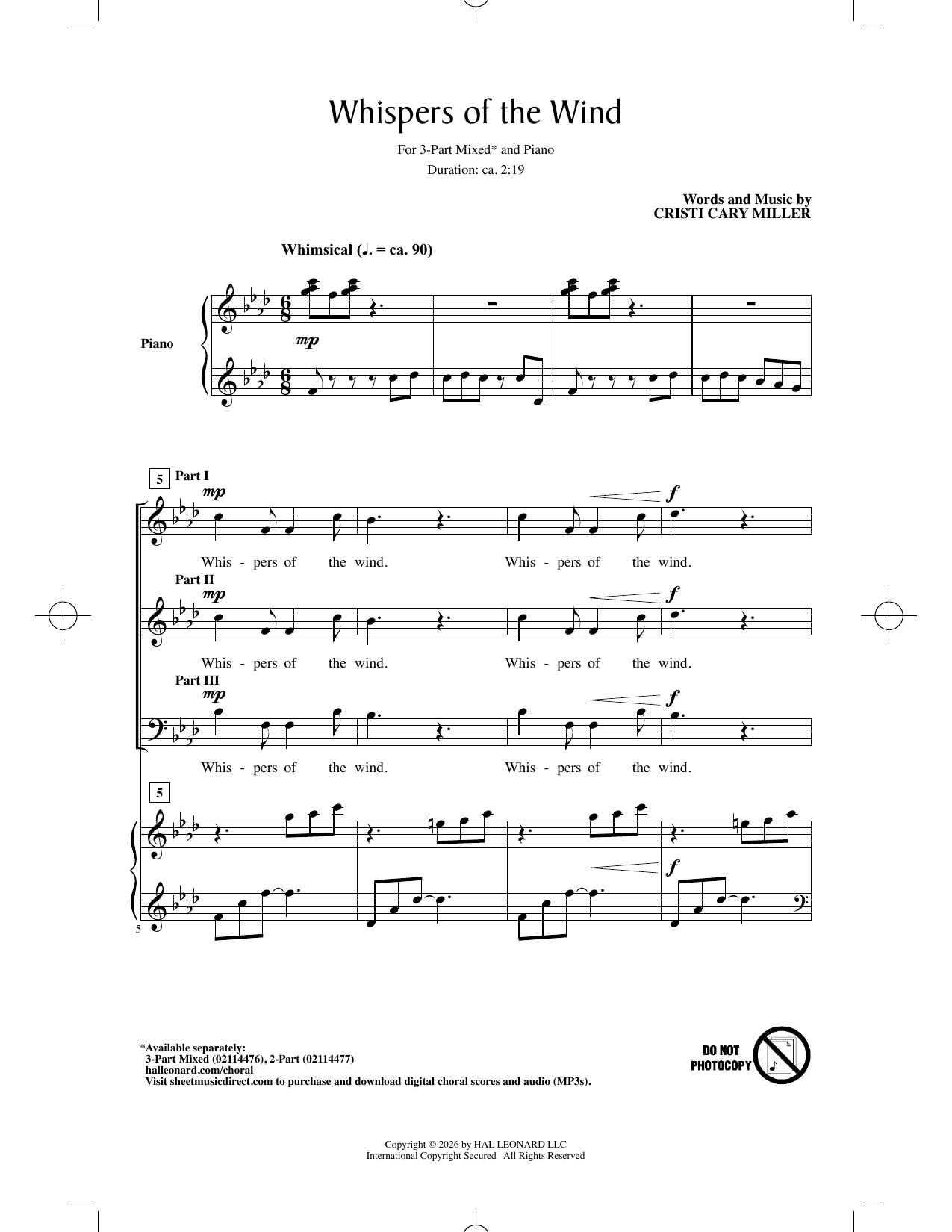 Whispers Of The Wind: 3-Part Mixed Choral Octavo