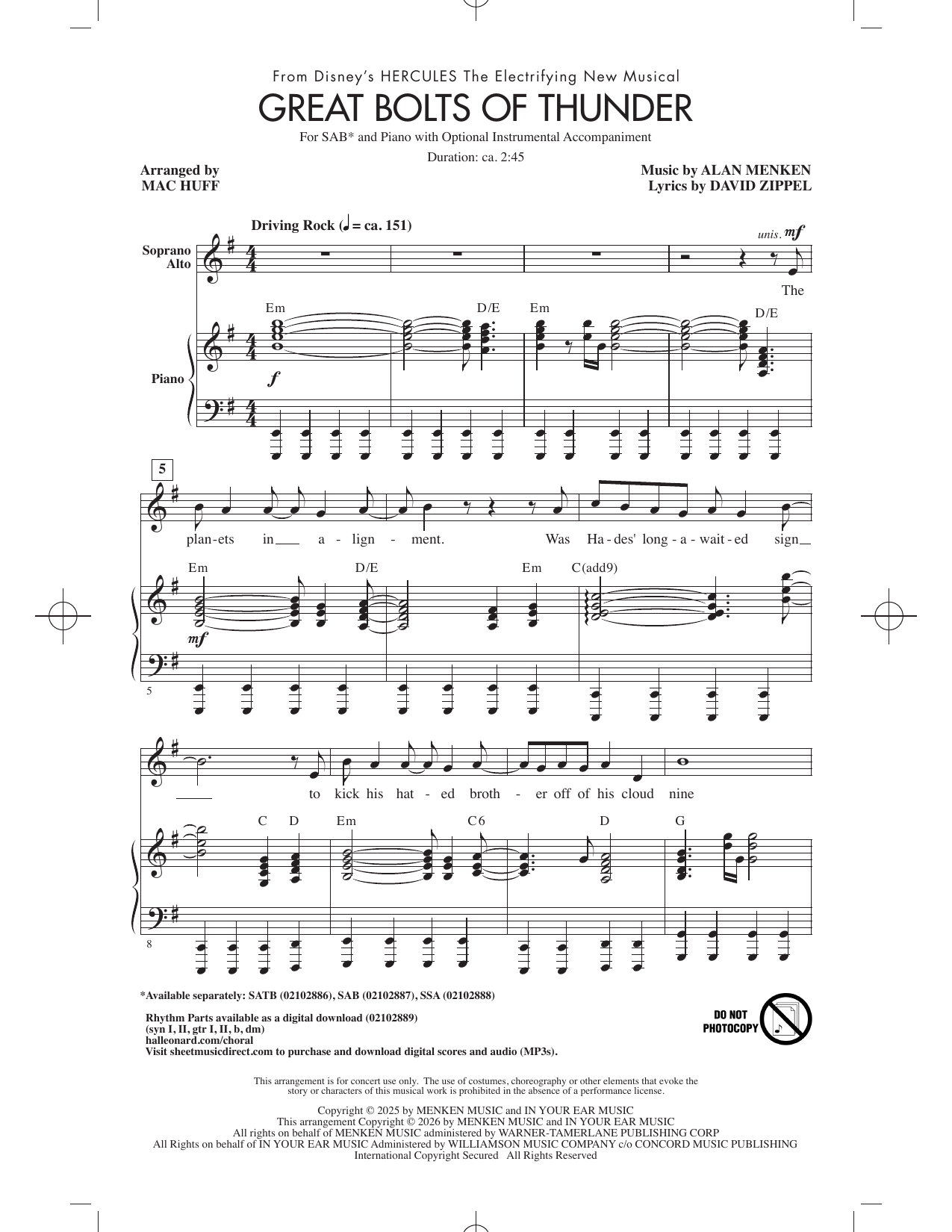 Great Bolts Of Thunder (arr. Mac Huff): SAB Choral Octavo