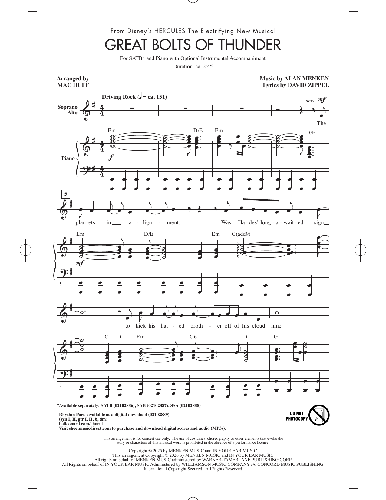 Great Bolts Of Thunder (arr. Mac Huff): SATB Choral Octavo