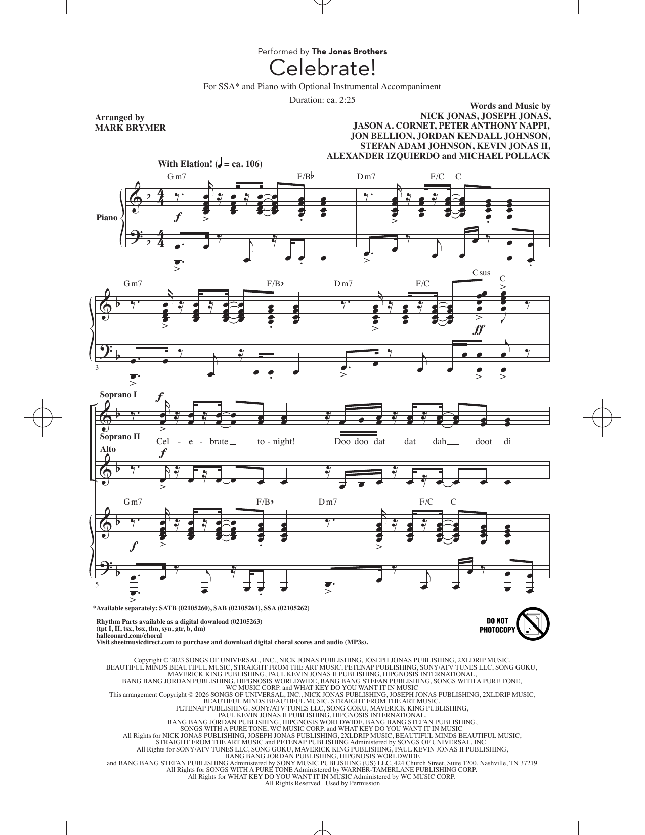 Celebrate! (arr. Mark Brymer): SSA Choral Octavo