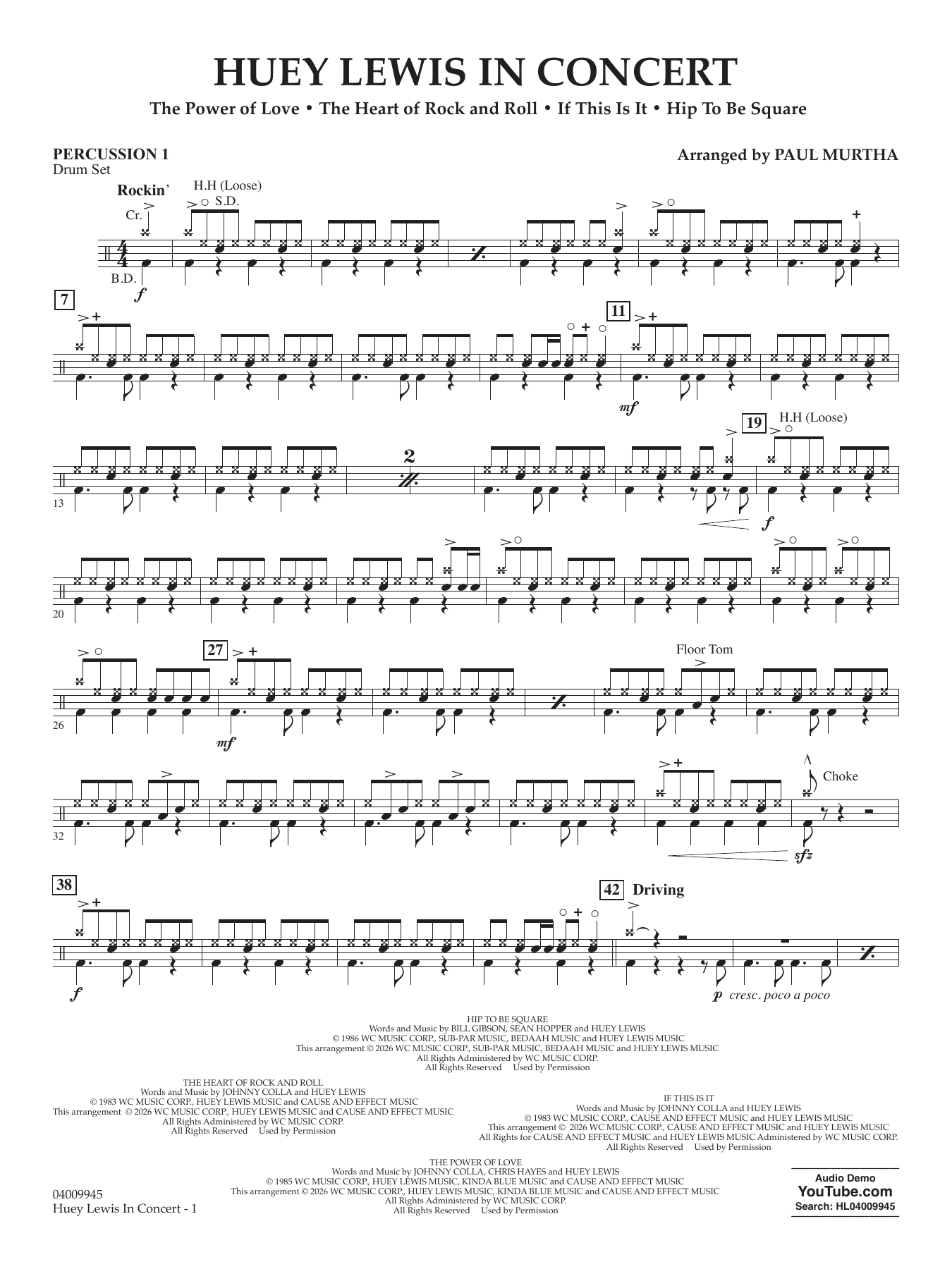 Huey Lewis In Concert - Percussion 1