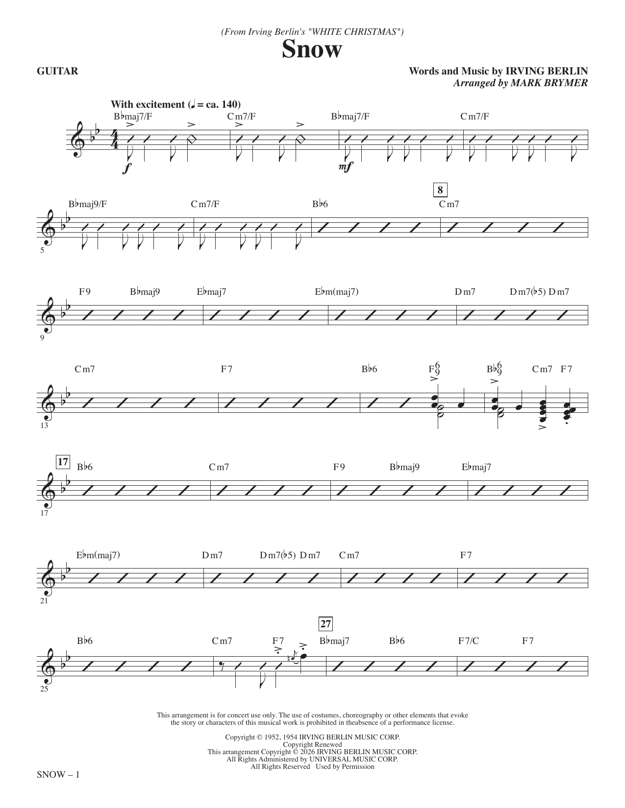 Snow (arr. Mark Brymer) - Guitar: Choral Instrumental Pak