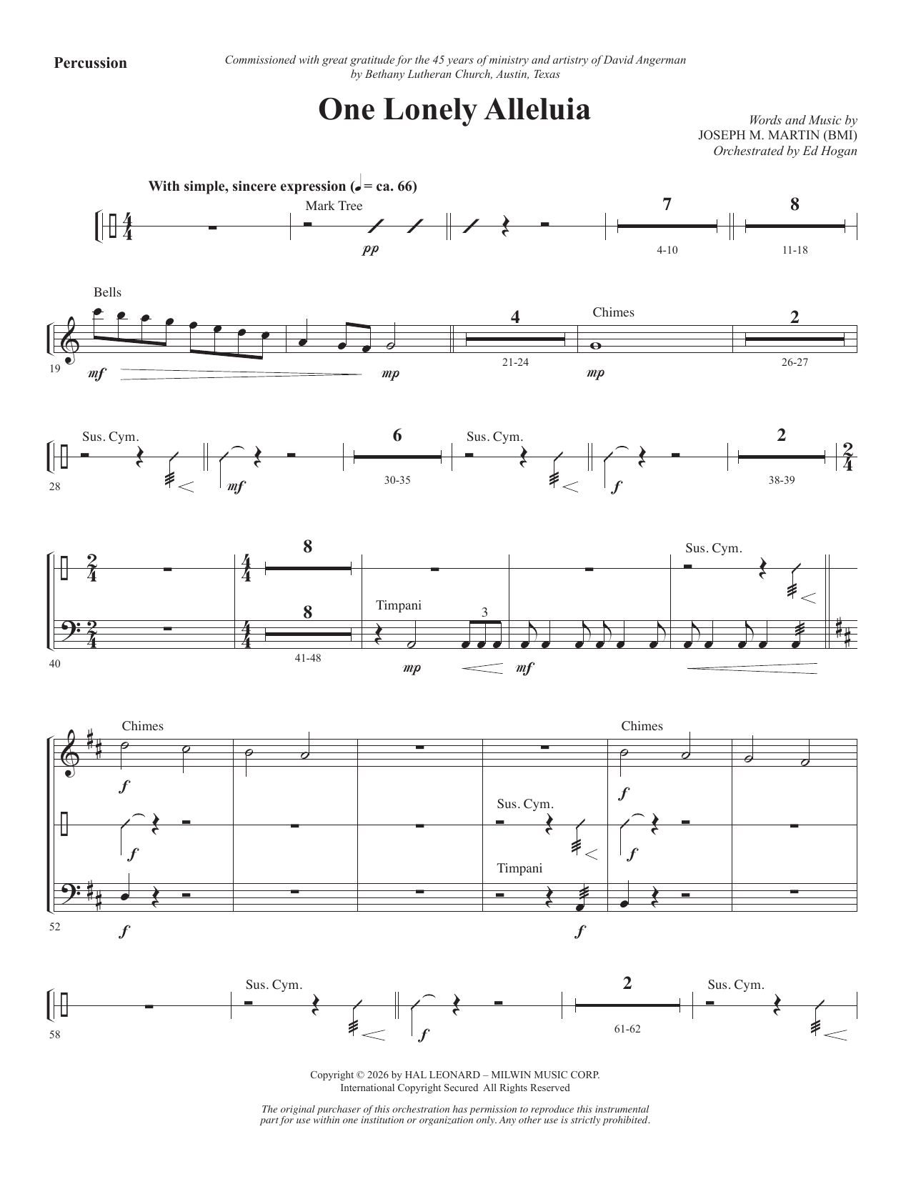 One Lonely Alleluia - Percussion: Choral Instrumental Pak