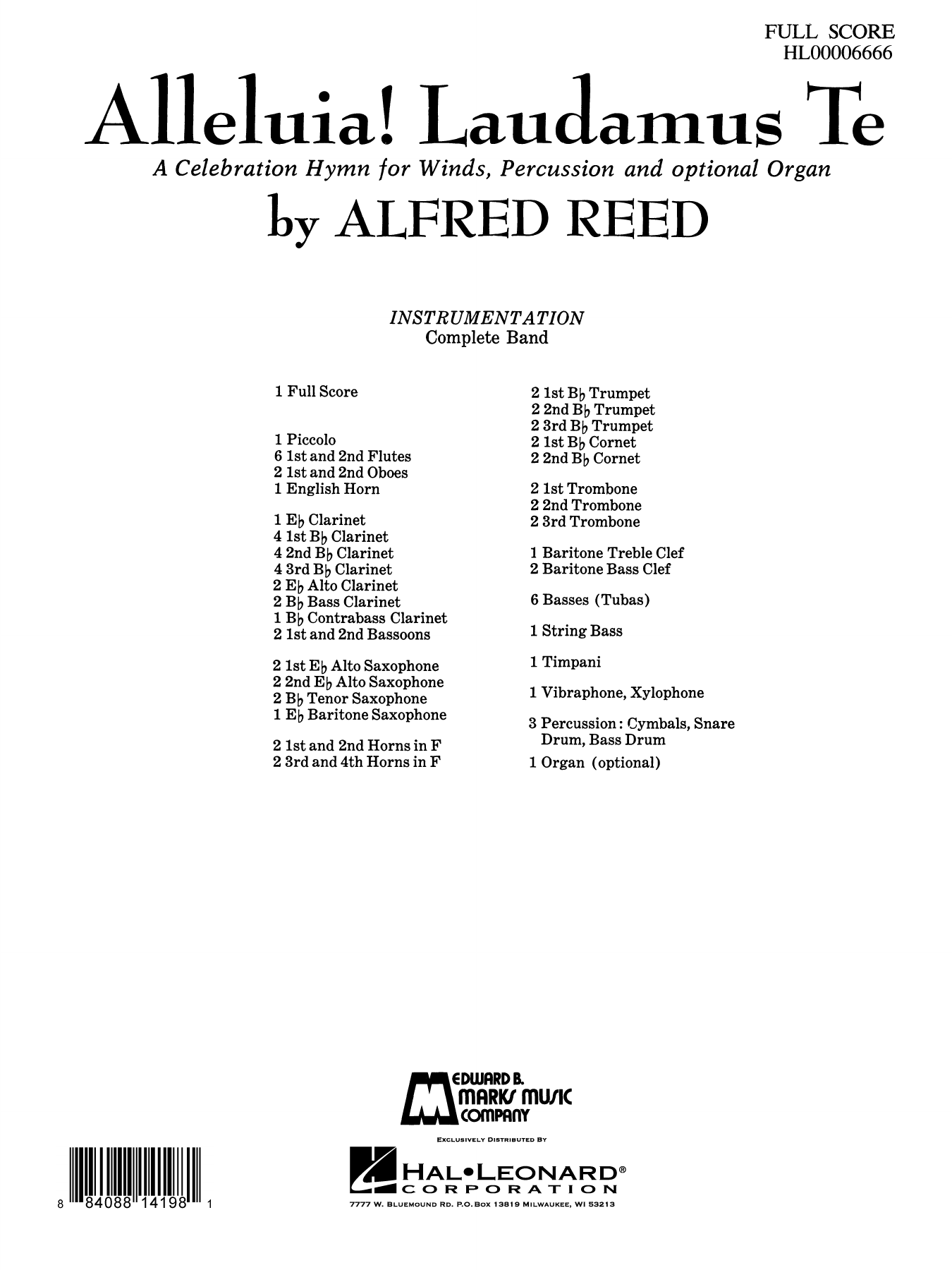 Alleluia Laudamus Te: Concert Band Conductor Score & Parts