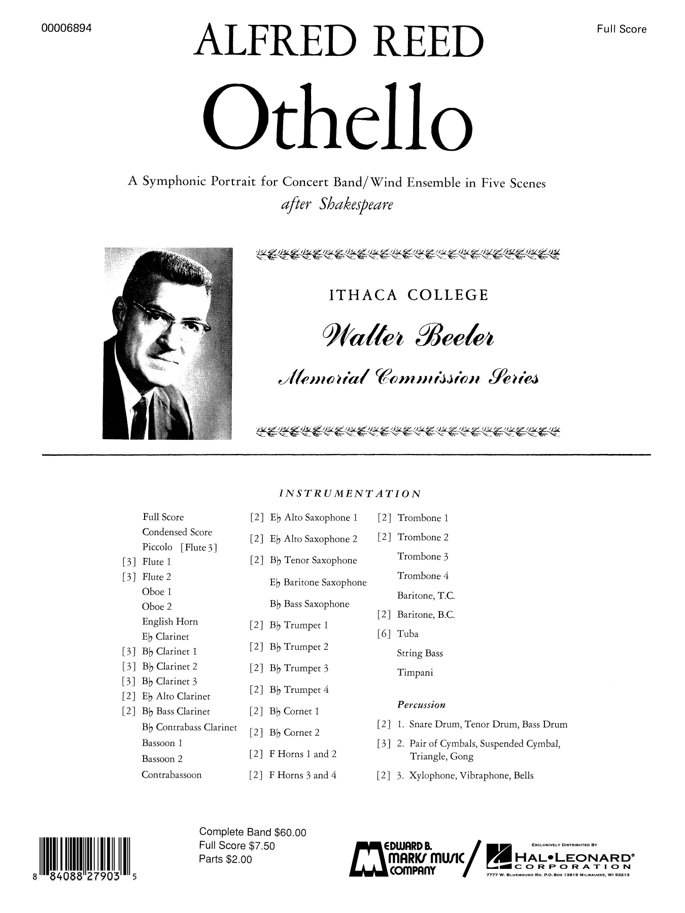 Music from Othello: Concert Band Conductor Score & Parts