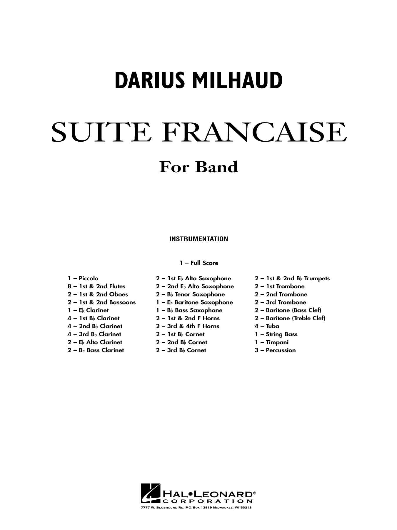 Suite Francaise: Concert Band Conductor Score & Parts