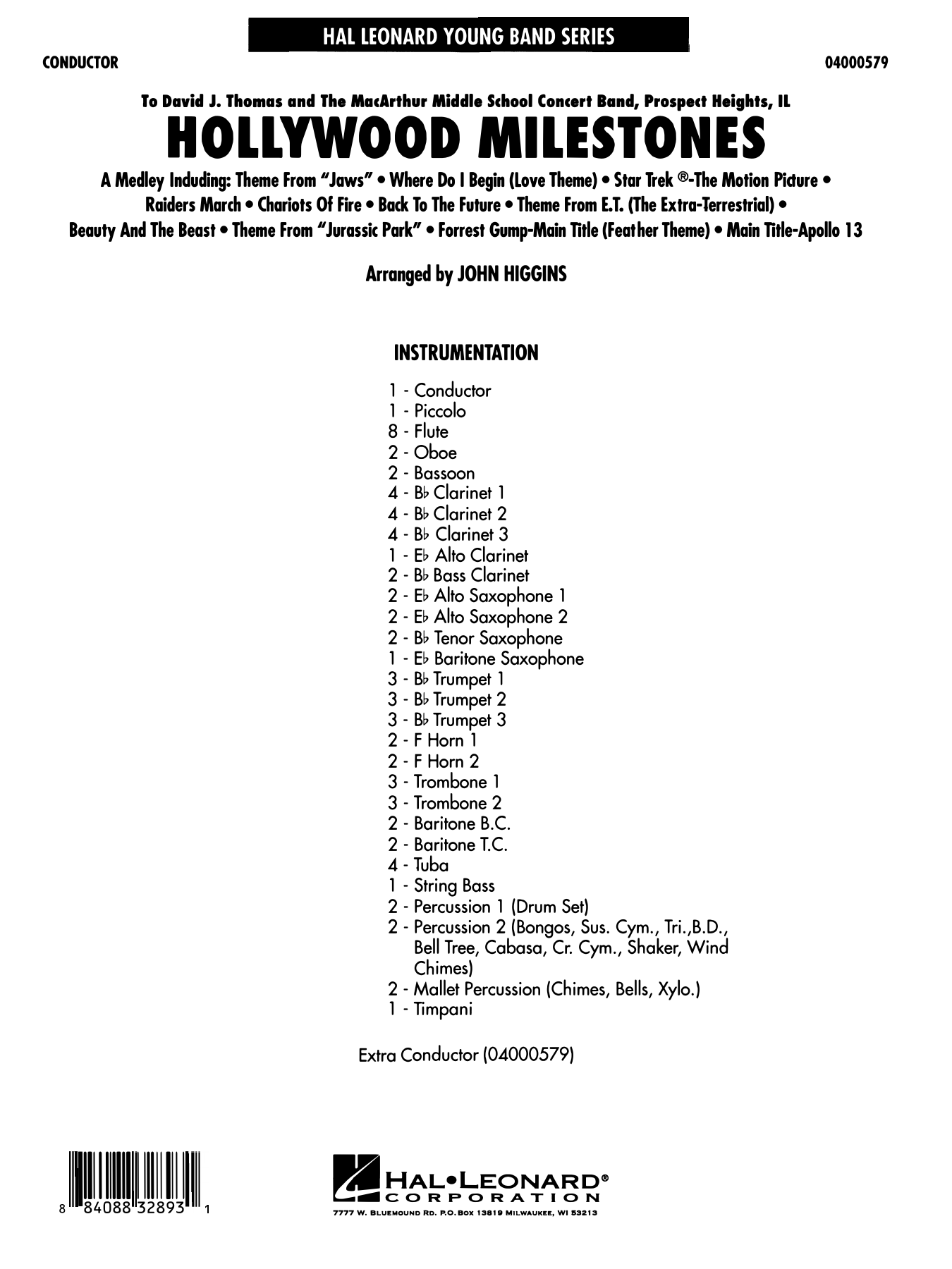 Hollywood Milestones: Concert Band Conductor Score & Parts
