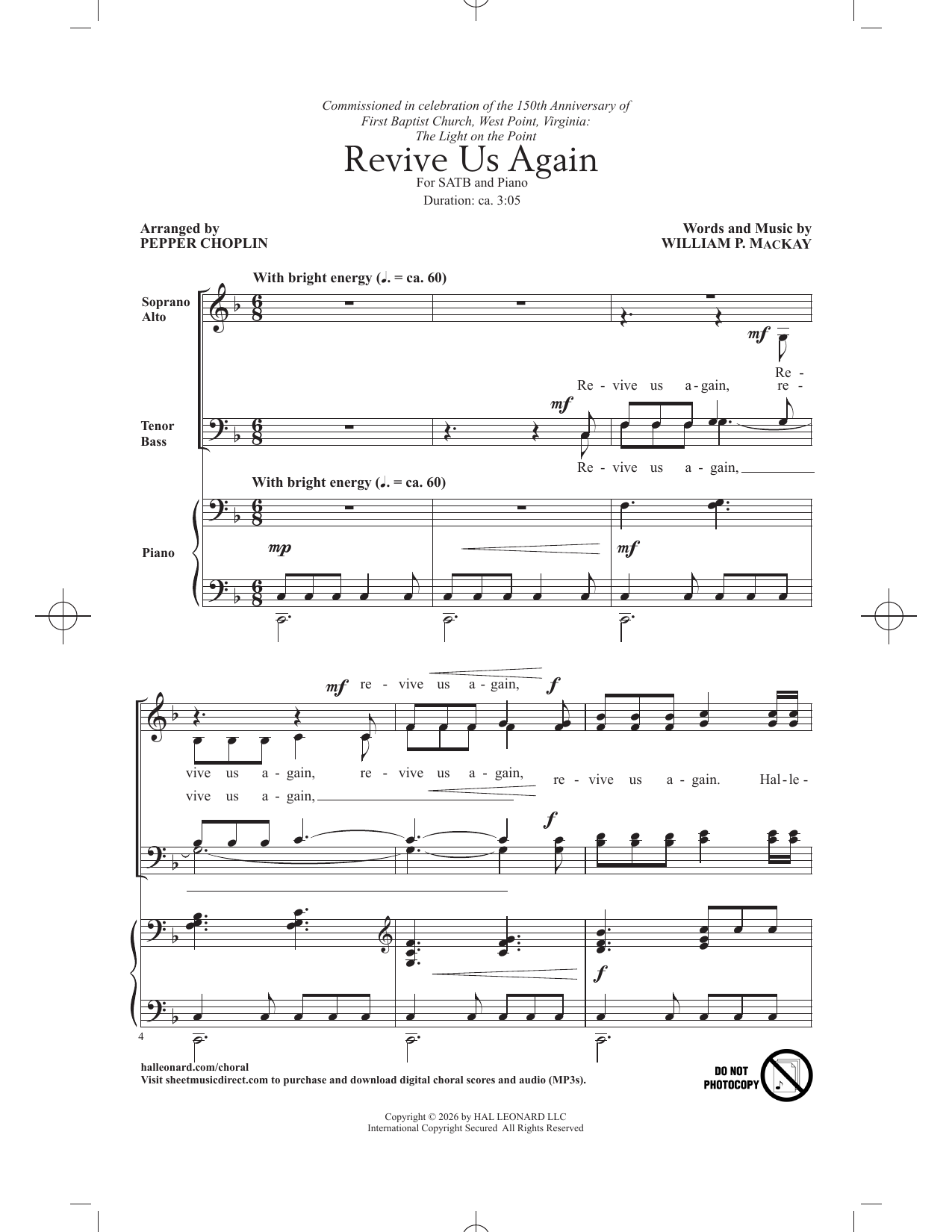 Revive Us Again (arr. Pepper Choplin): SATB Choral Octavo