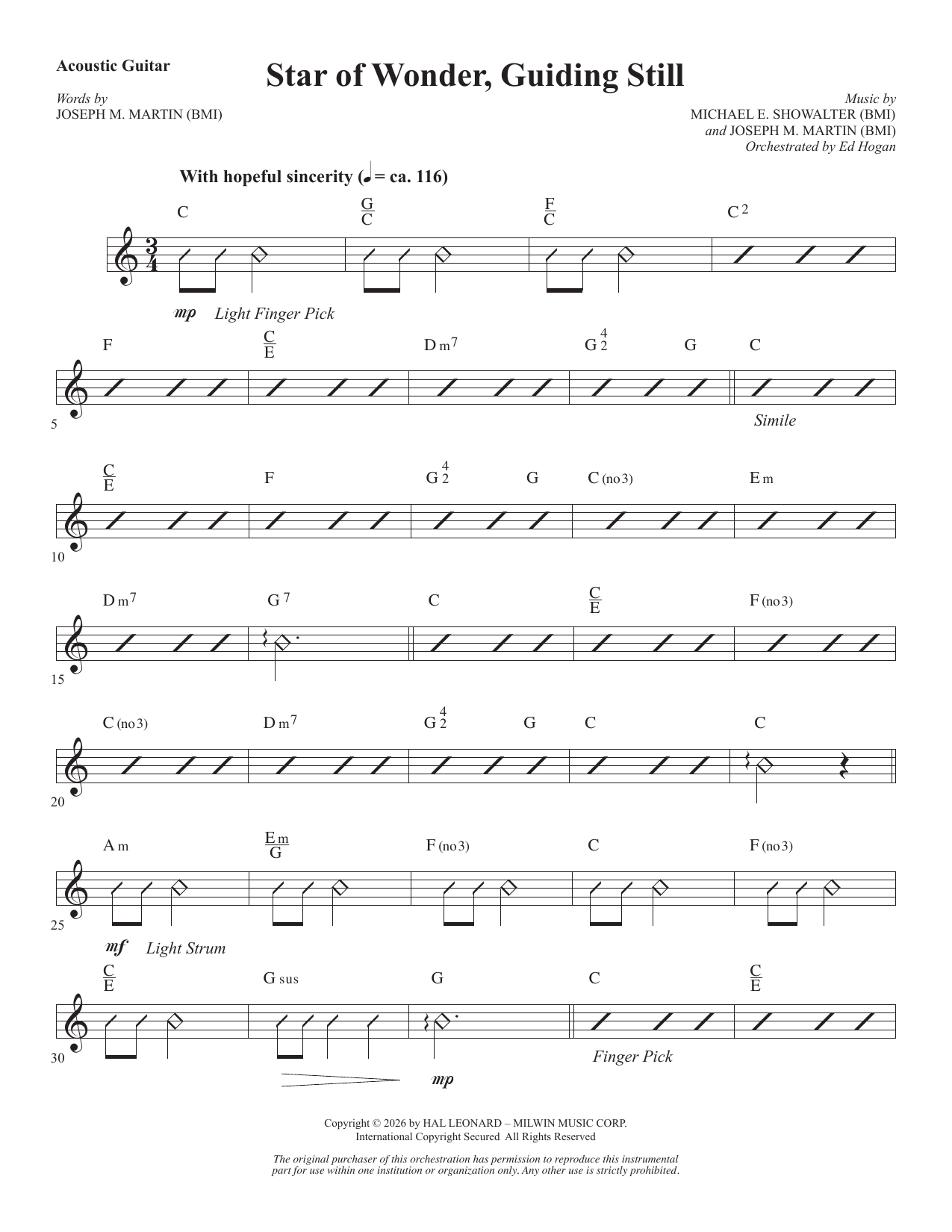 Star Of Wonder, Guiding Still - Acoustic Guitar: Choral Instrumental Pak