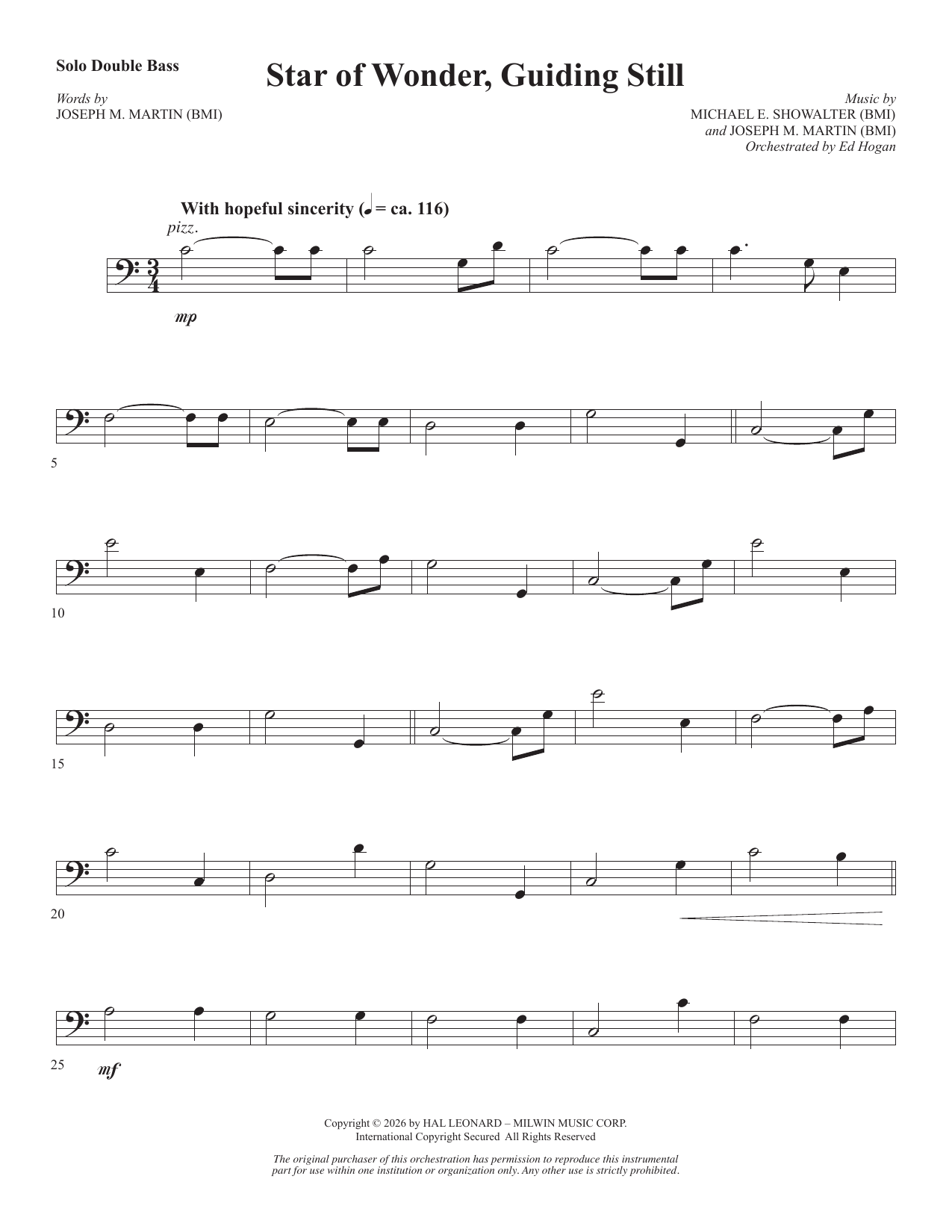 Star Of Wonder, Guiding Still - Solo Double Bass: Choral Instrumental Pak