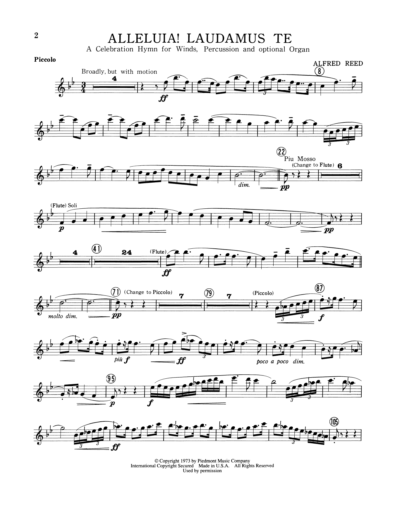 Alleluia Laudamus Te - Piccolo