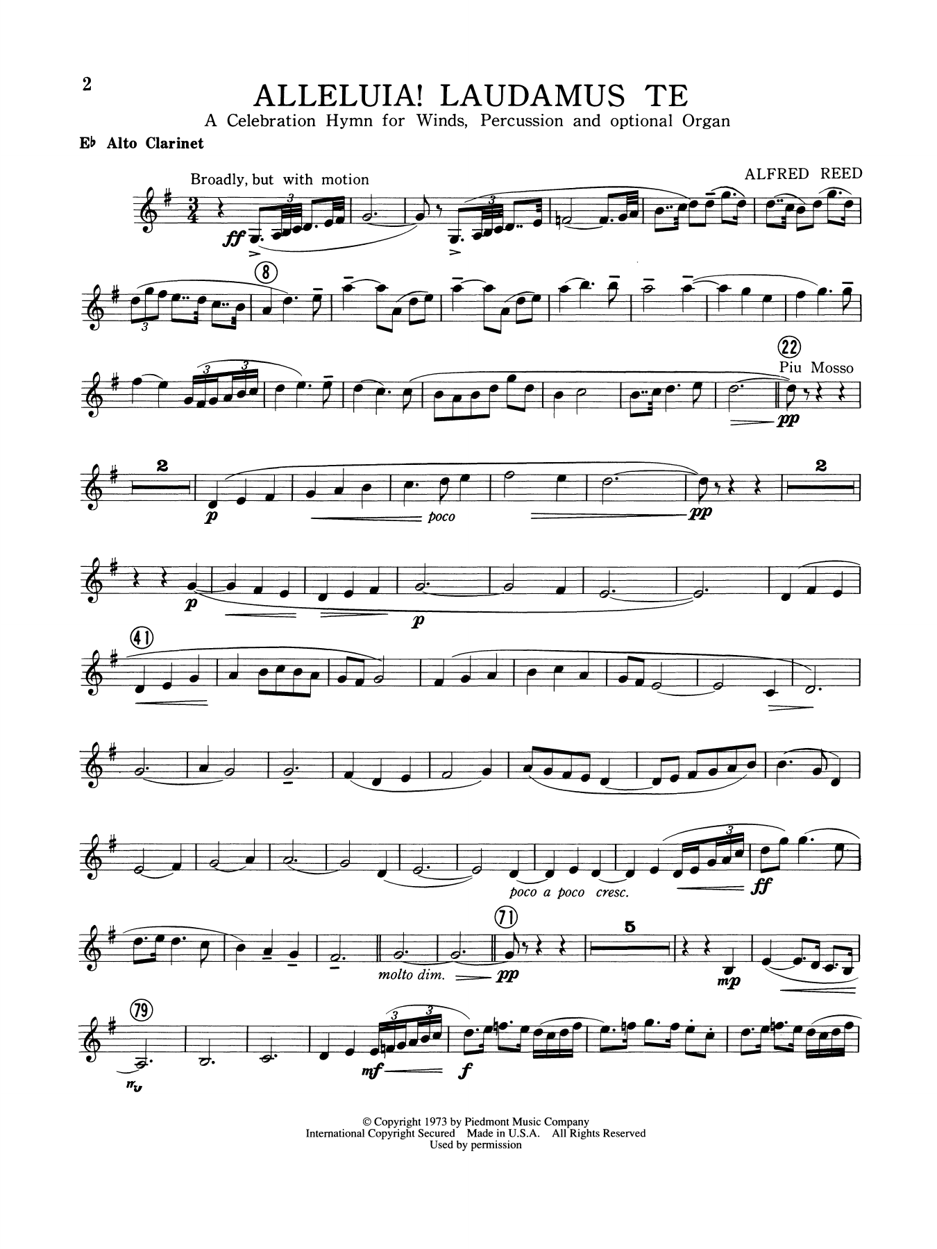 Alleluia Laudamus Te - Eb Alto Clarinet