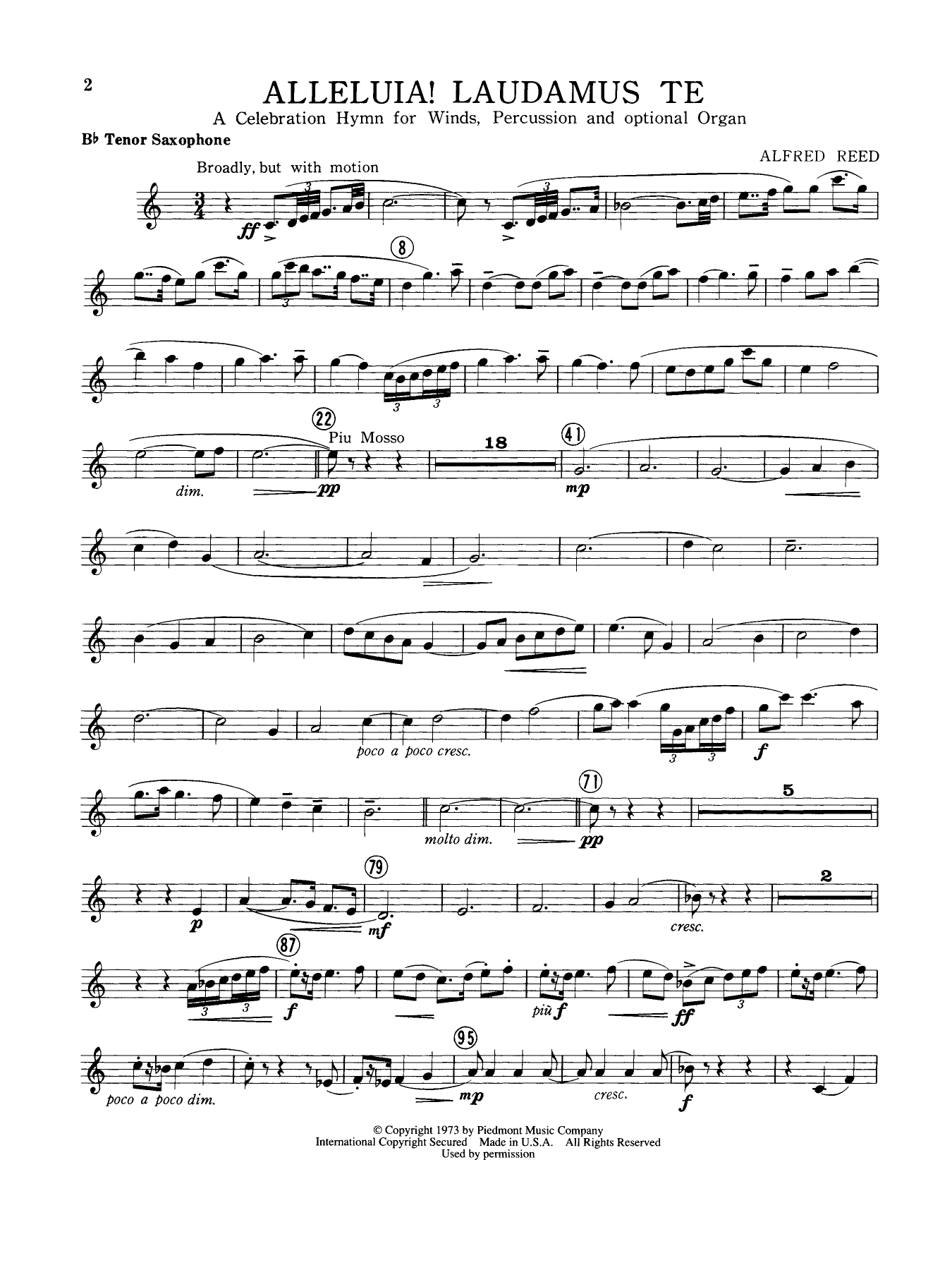 Alleluia Laudamus Te - 2nd Eb Alto Saxophone