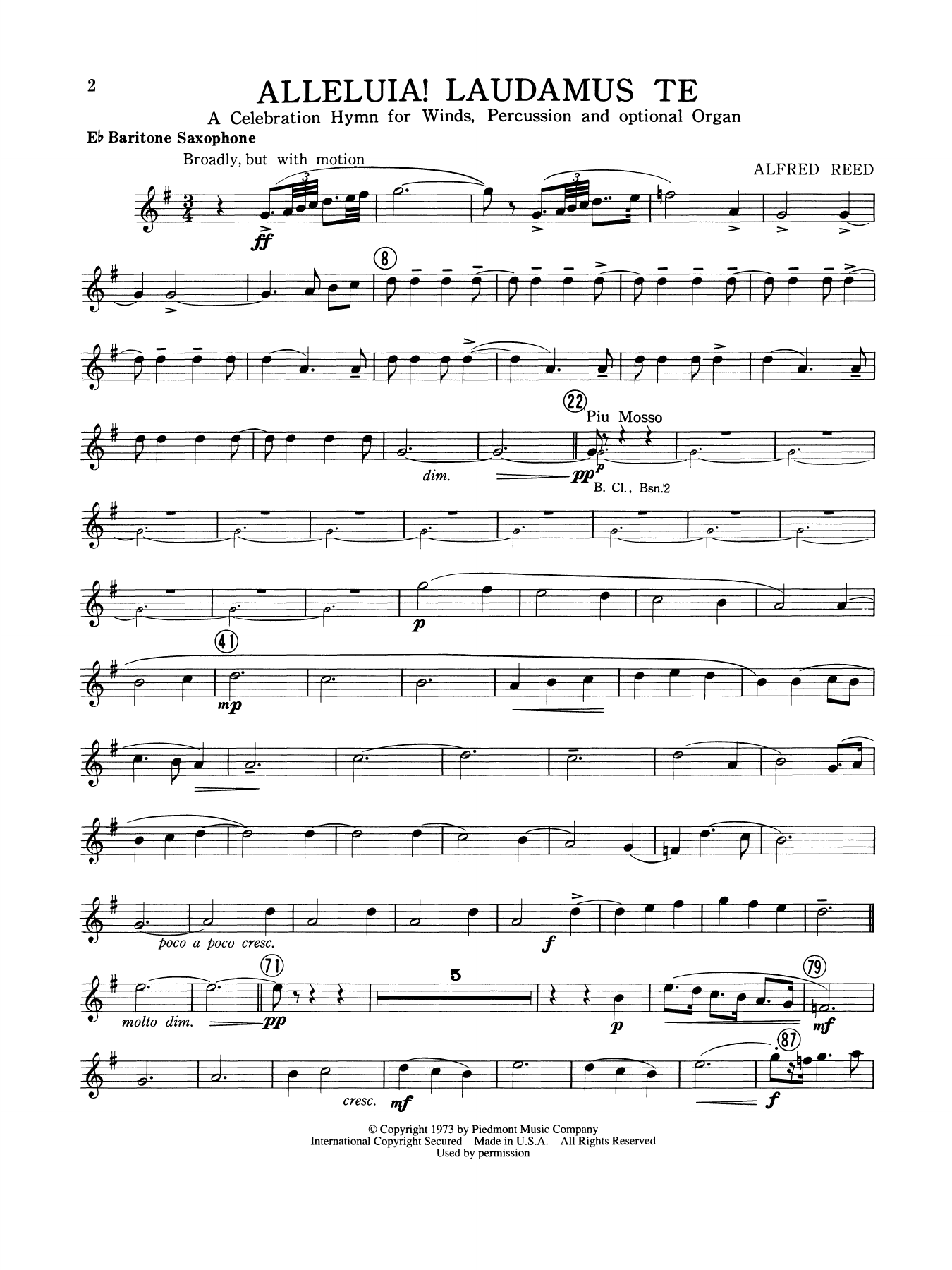 Alleluia Laudamus Te - Eb Baritone Sax