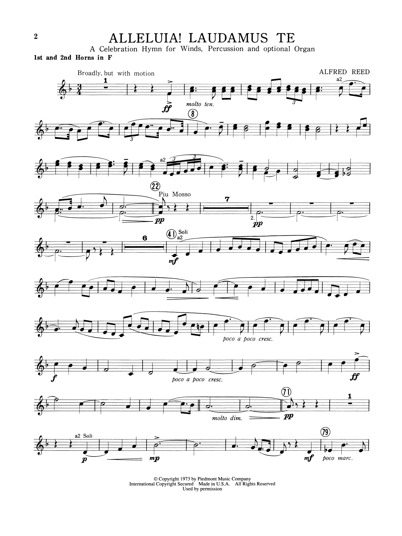 Alleluia Laudamus Te - 1st 2nd F Horn