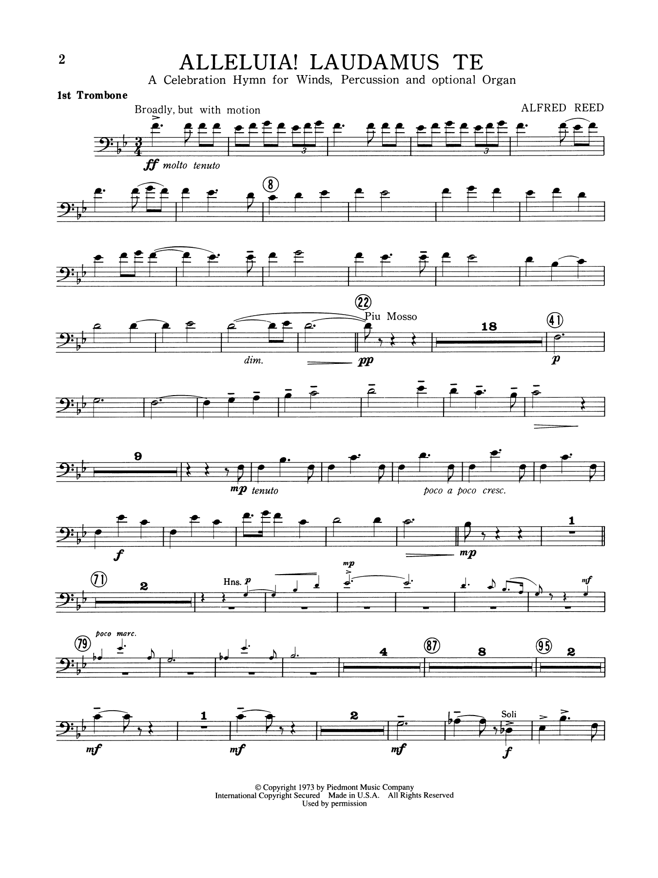 Alleluia Laudamus Te - 1st Trombone