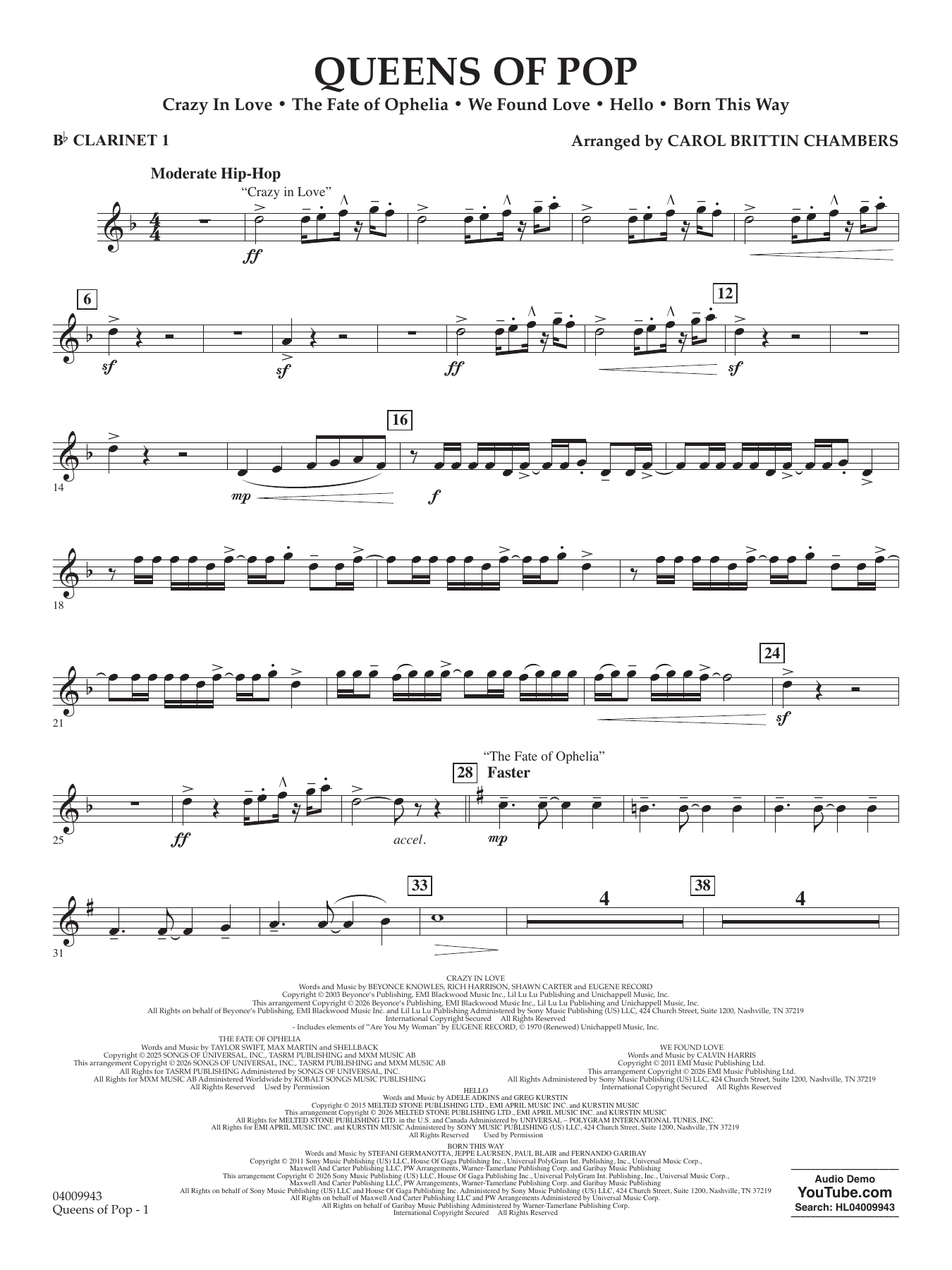 Queens Of Pop - Bb Clarinet 1