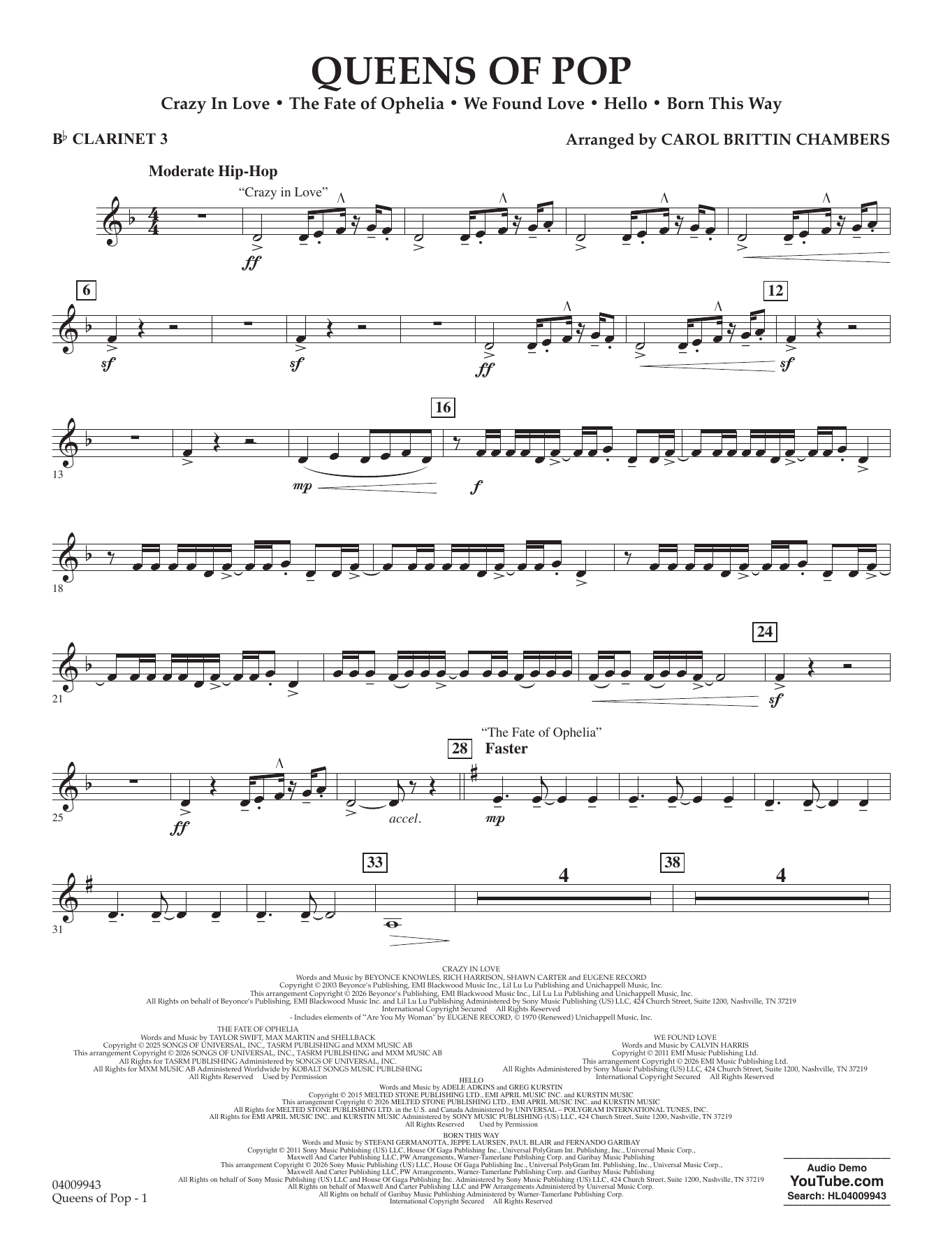 Queens Of Pop - Bb Clarinet 3