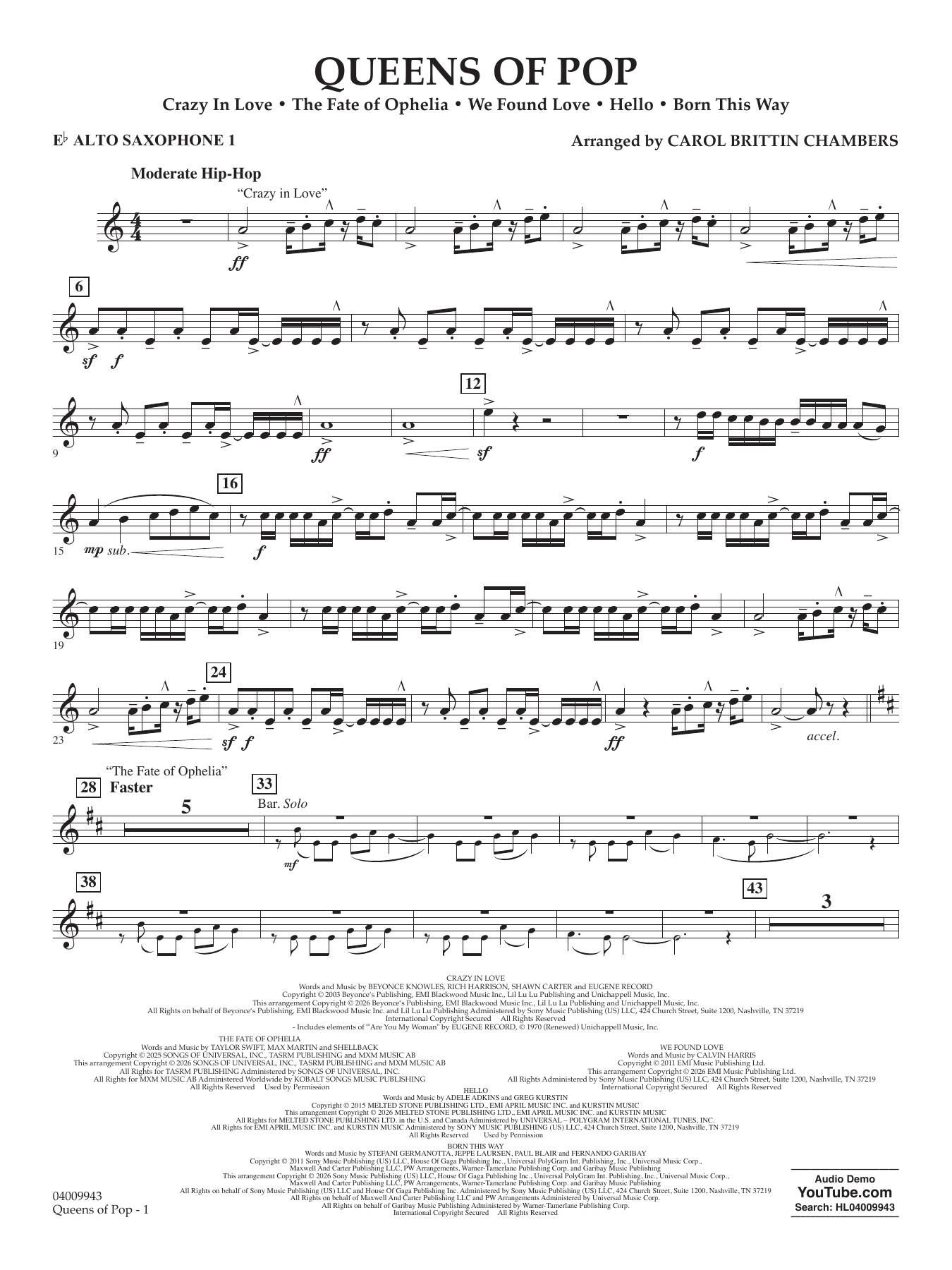 Queens Of Pop - Eb Alto Saxophone 1