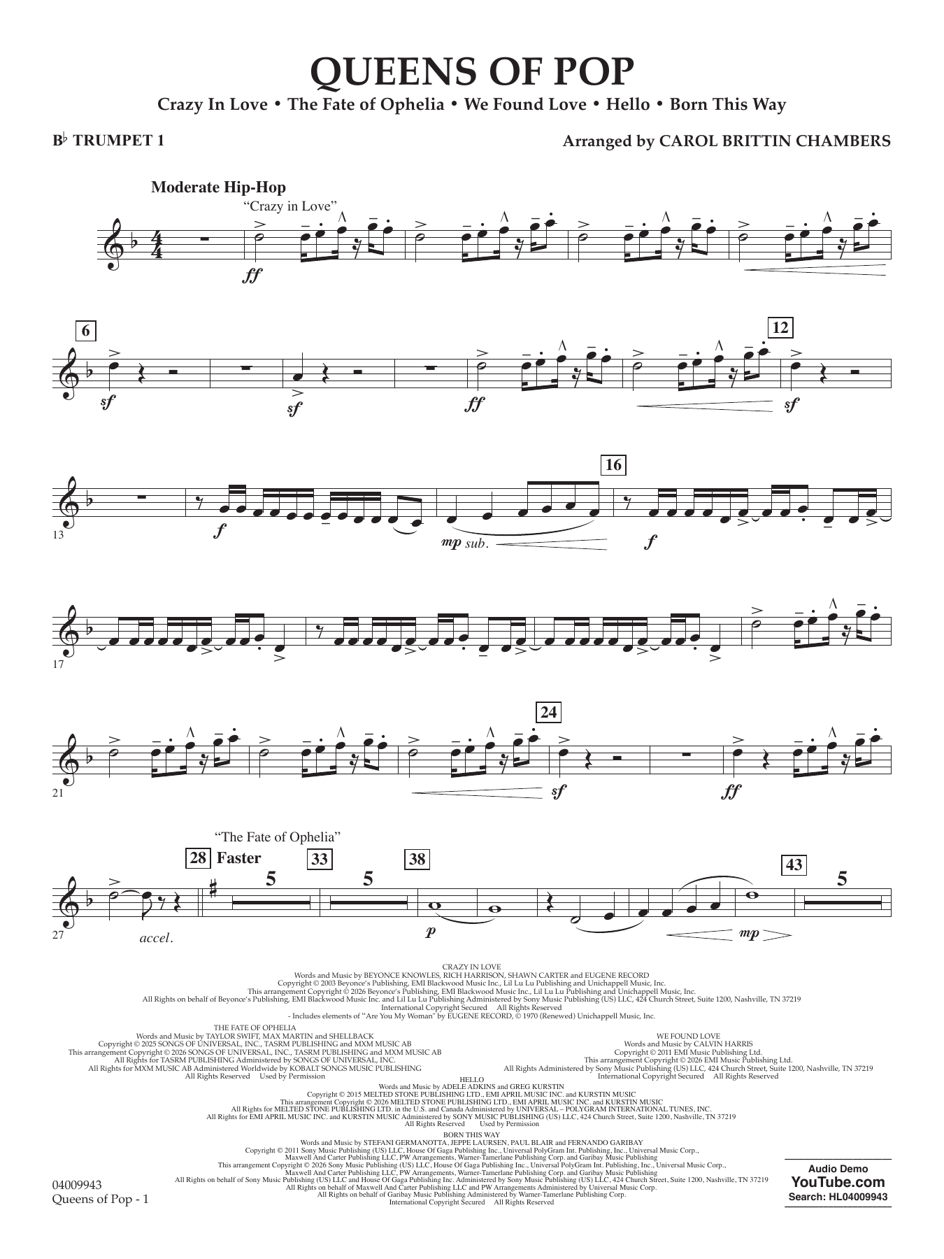 Queens Of Pop - Bb Trumpet 1