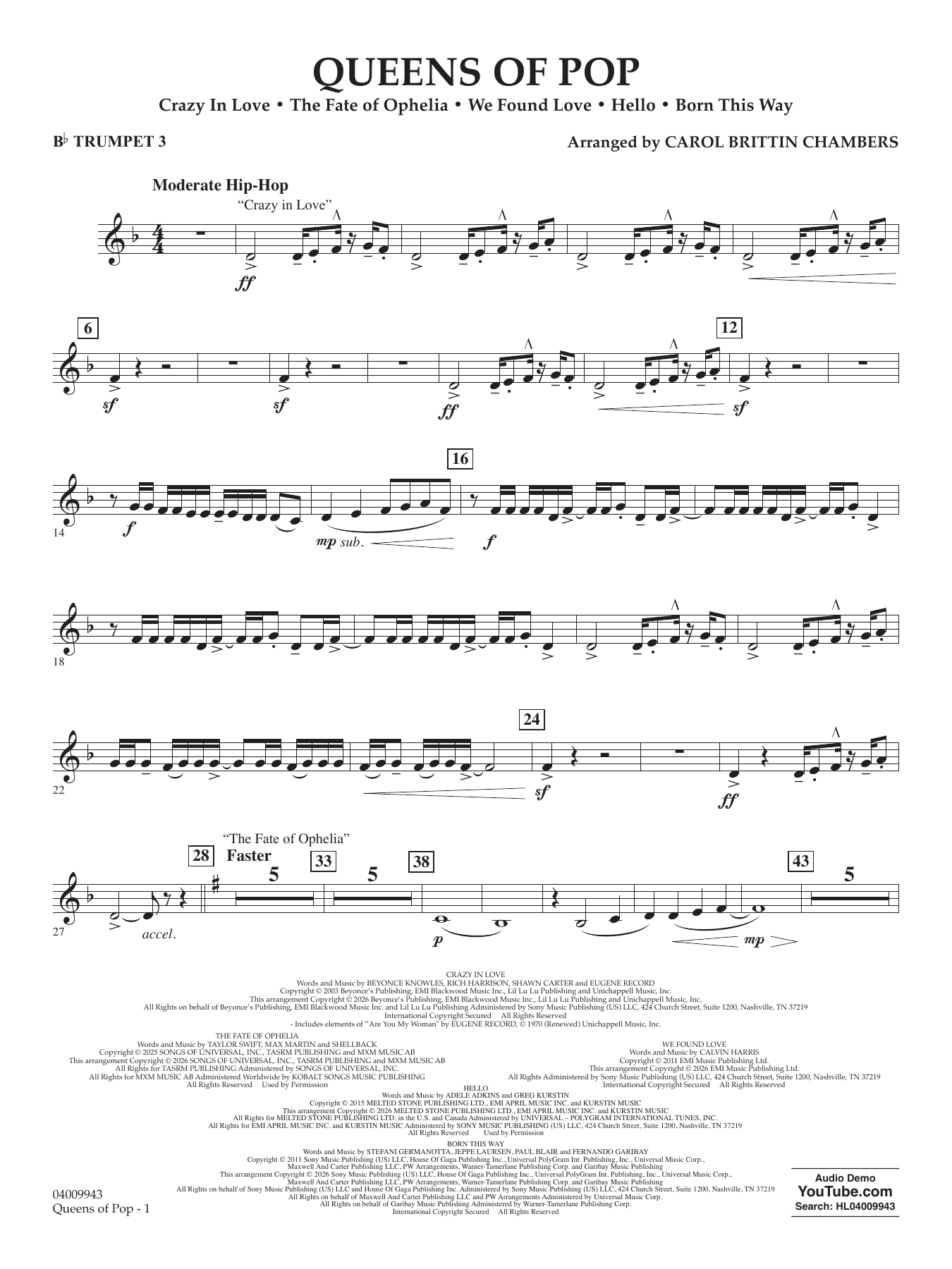 Queens Of Pop - Bb Trumpet 3