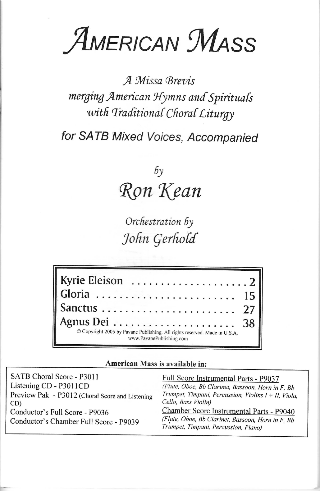 American Mass (arr. John Gerhold): SATB Choral Octavo