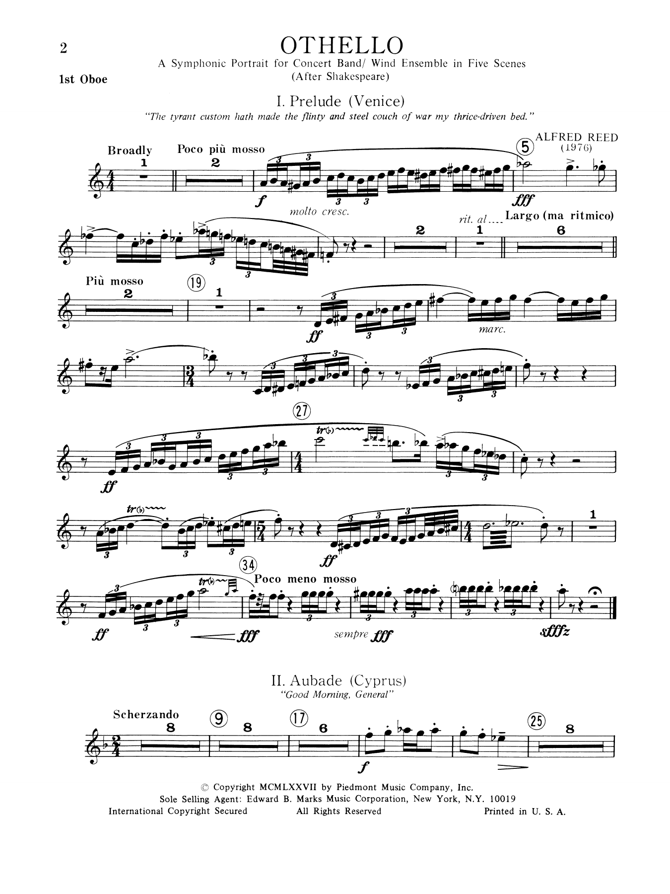 Music from Othello - 1st Oboe