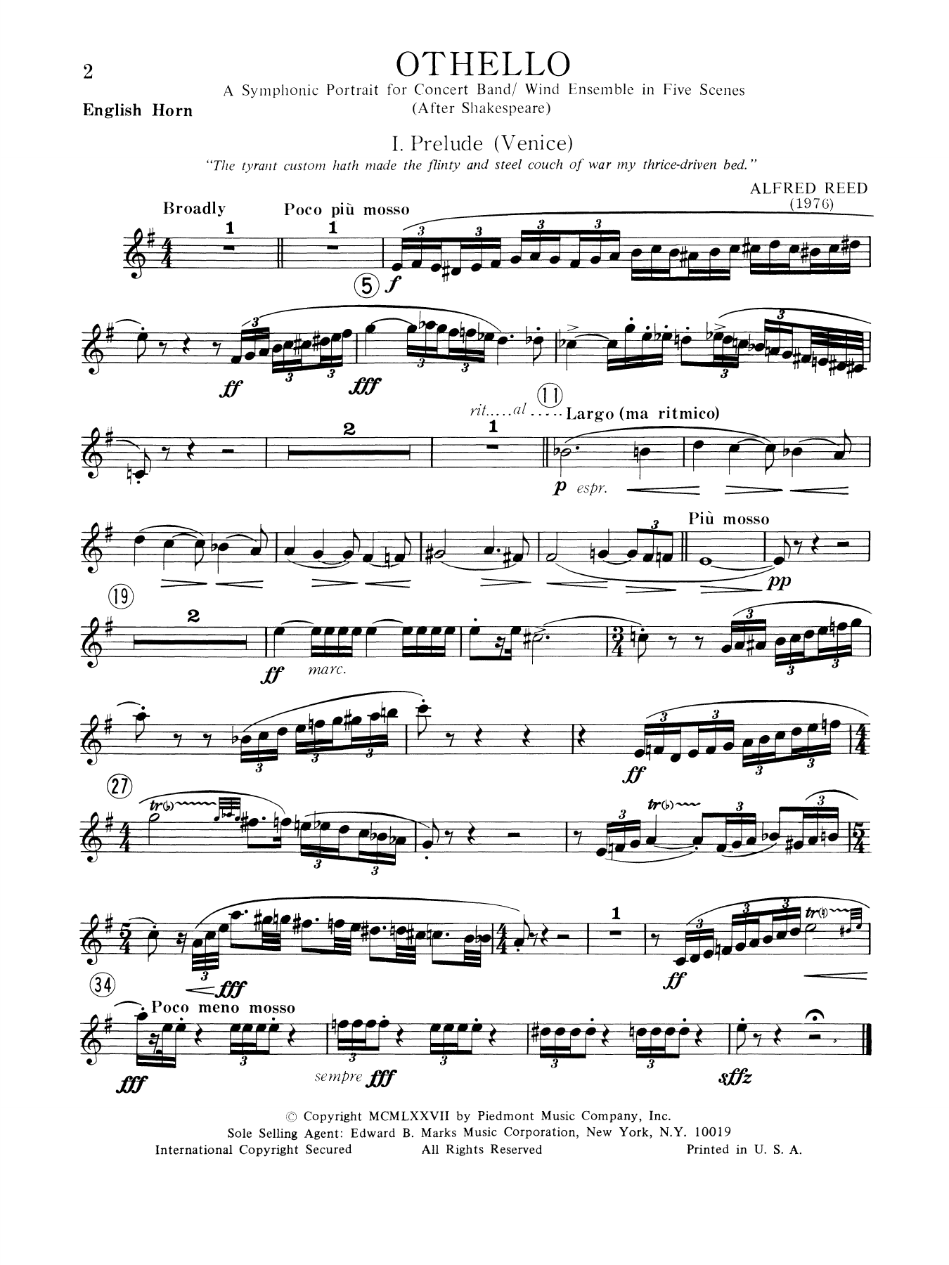 Music from Othello - English Horn