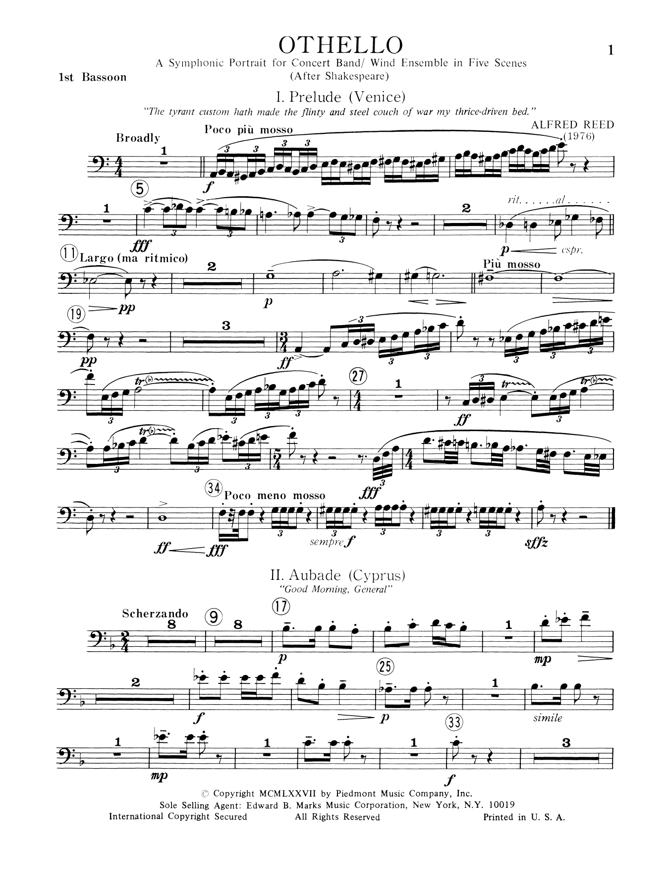 Music from Othello - Bassoon 1