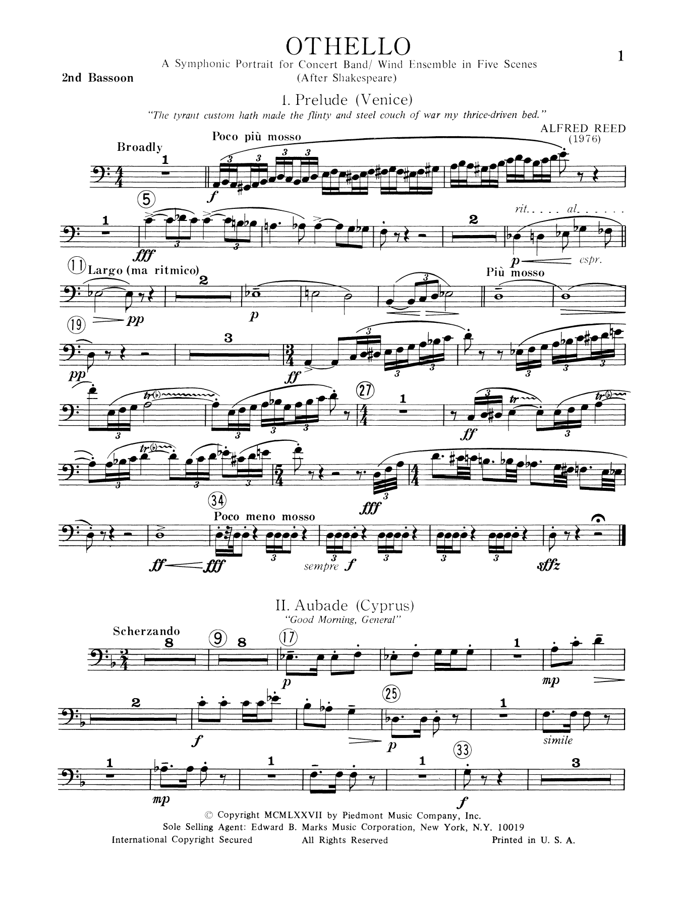 Music from Othello - Bassoon 2