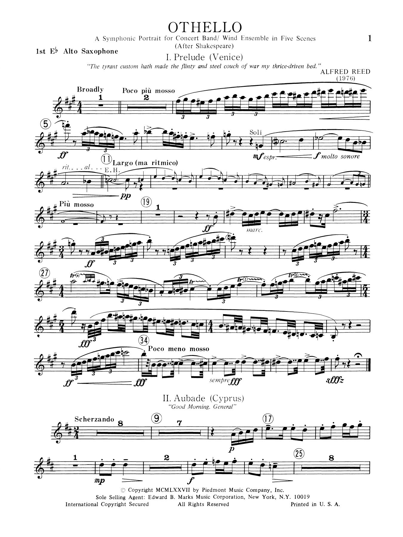 Music from Othello - 1st Eb Alto Saxophone