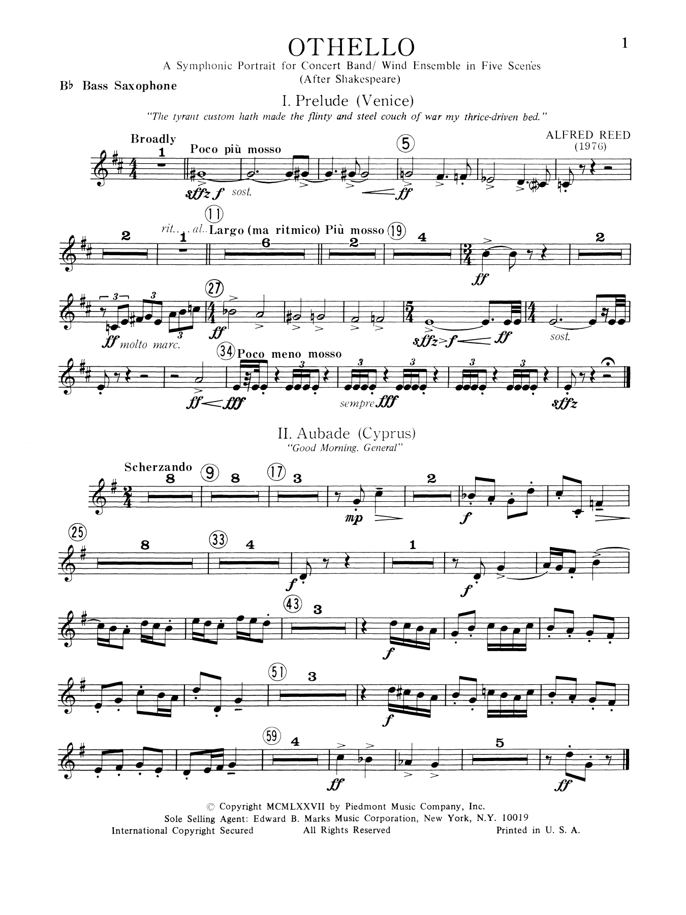 Music from Othello - Bb Bass Sax