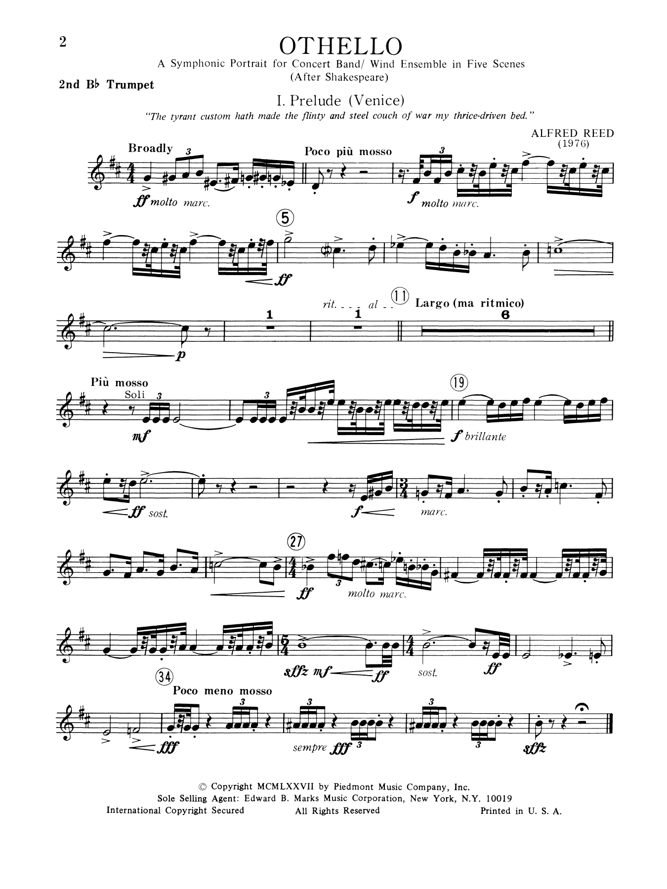 Music from Othello - 2nd Bb Trumpet