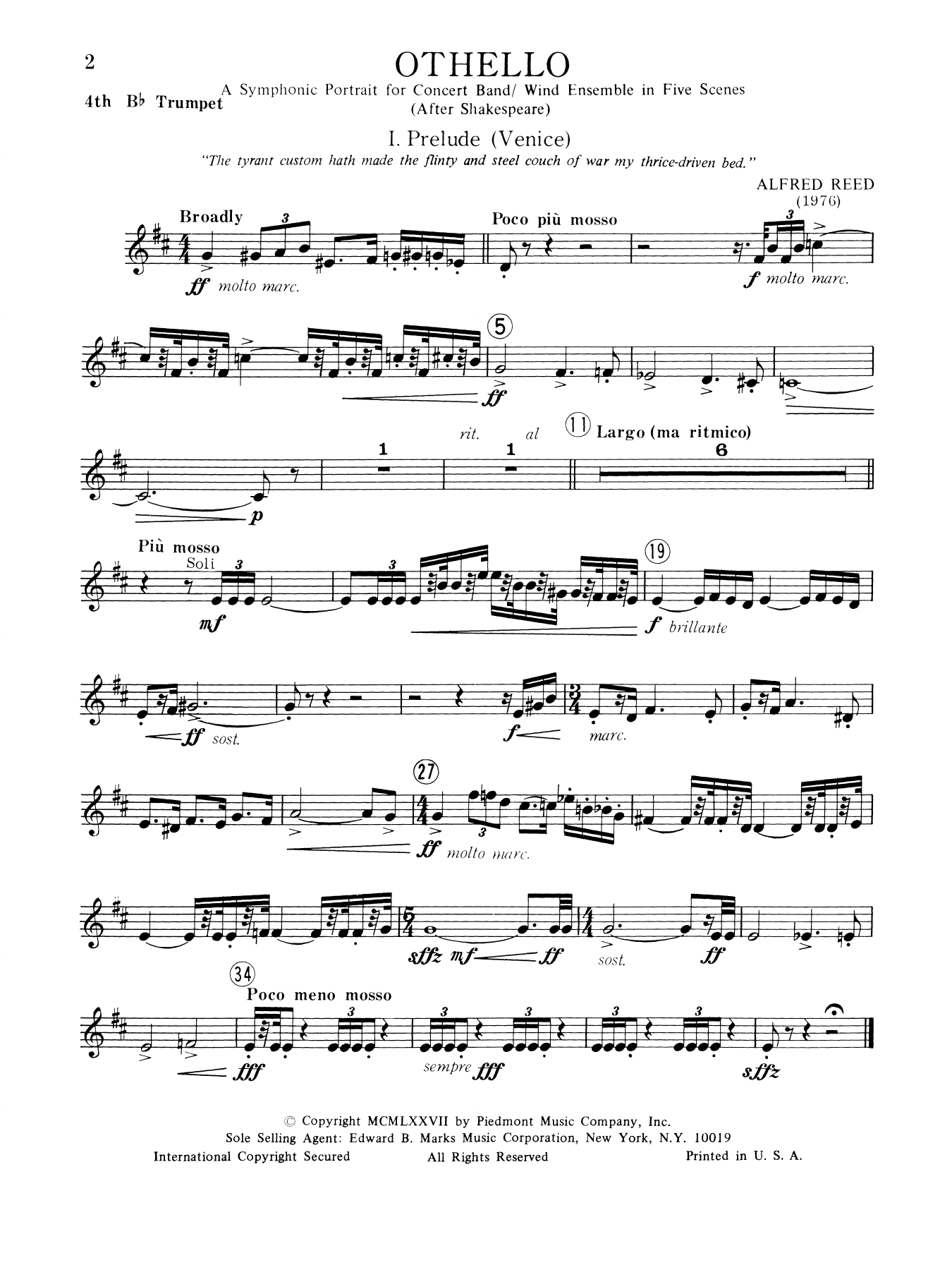 Music from Othello - 4th Bb Trumpet