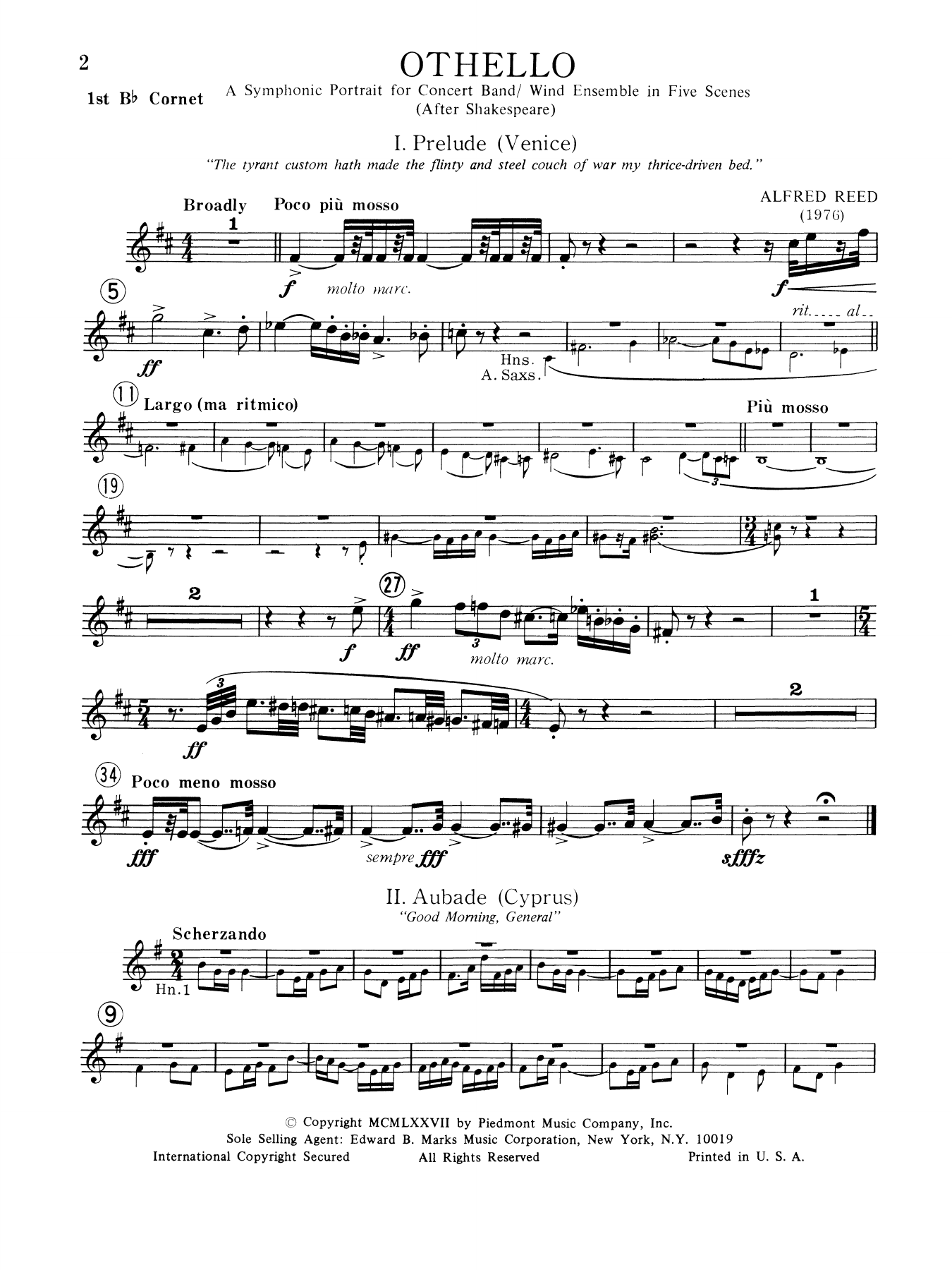 Music from Othello - 1st Bb Cornet 1