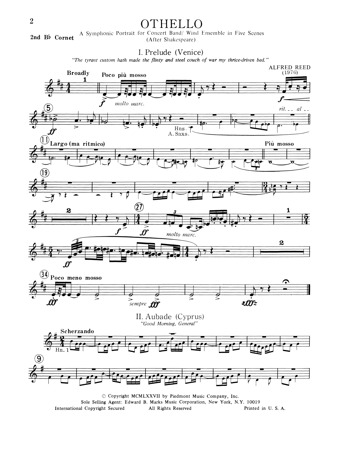 Music from Othello - 2nd Bb Cornet 2