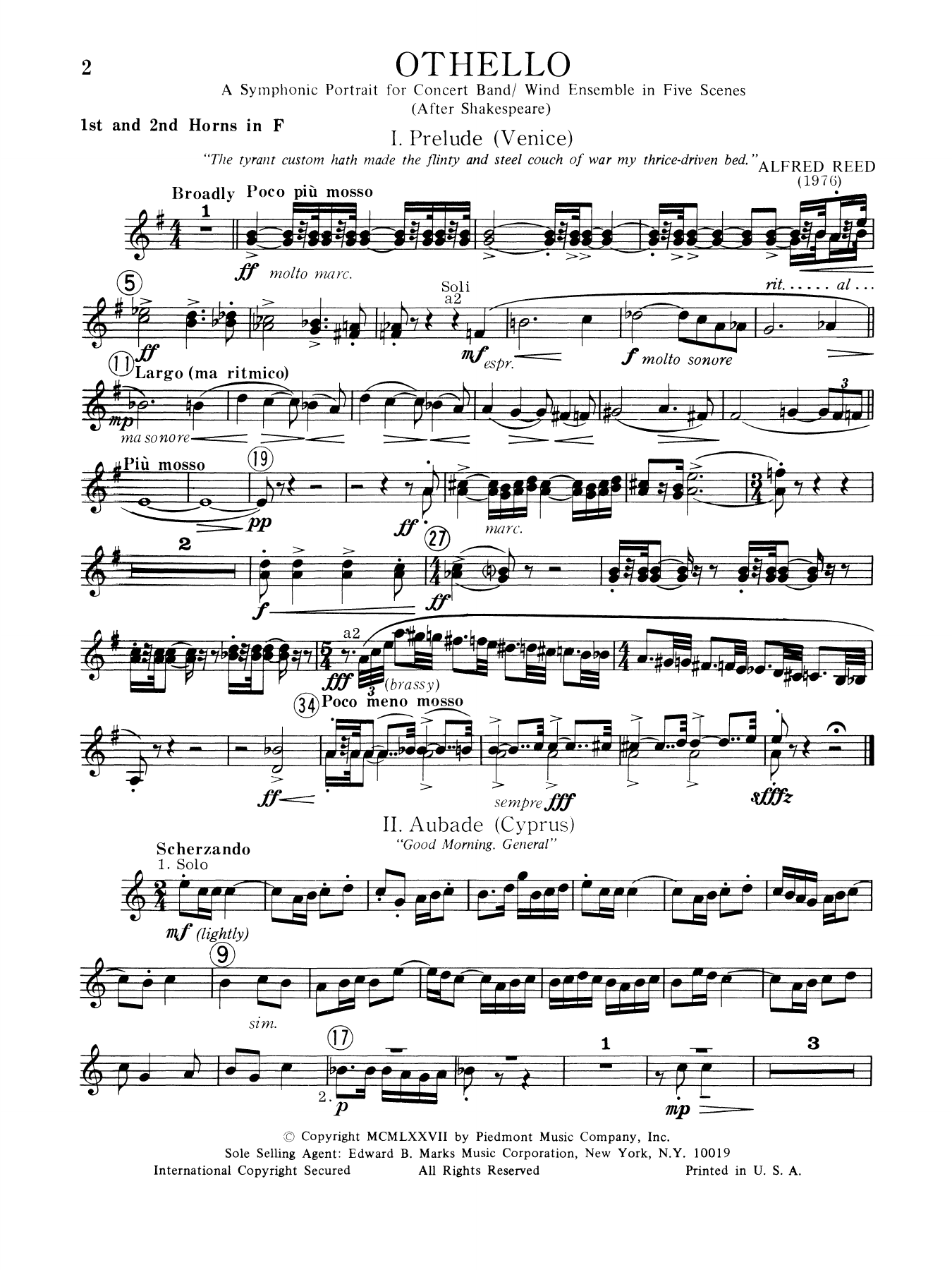 Music from Othello - 1st 2nd F Horn