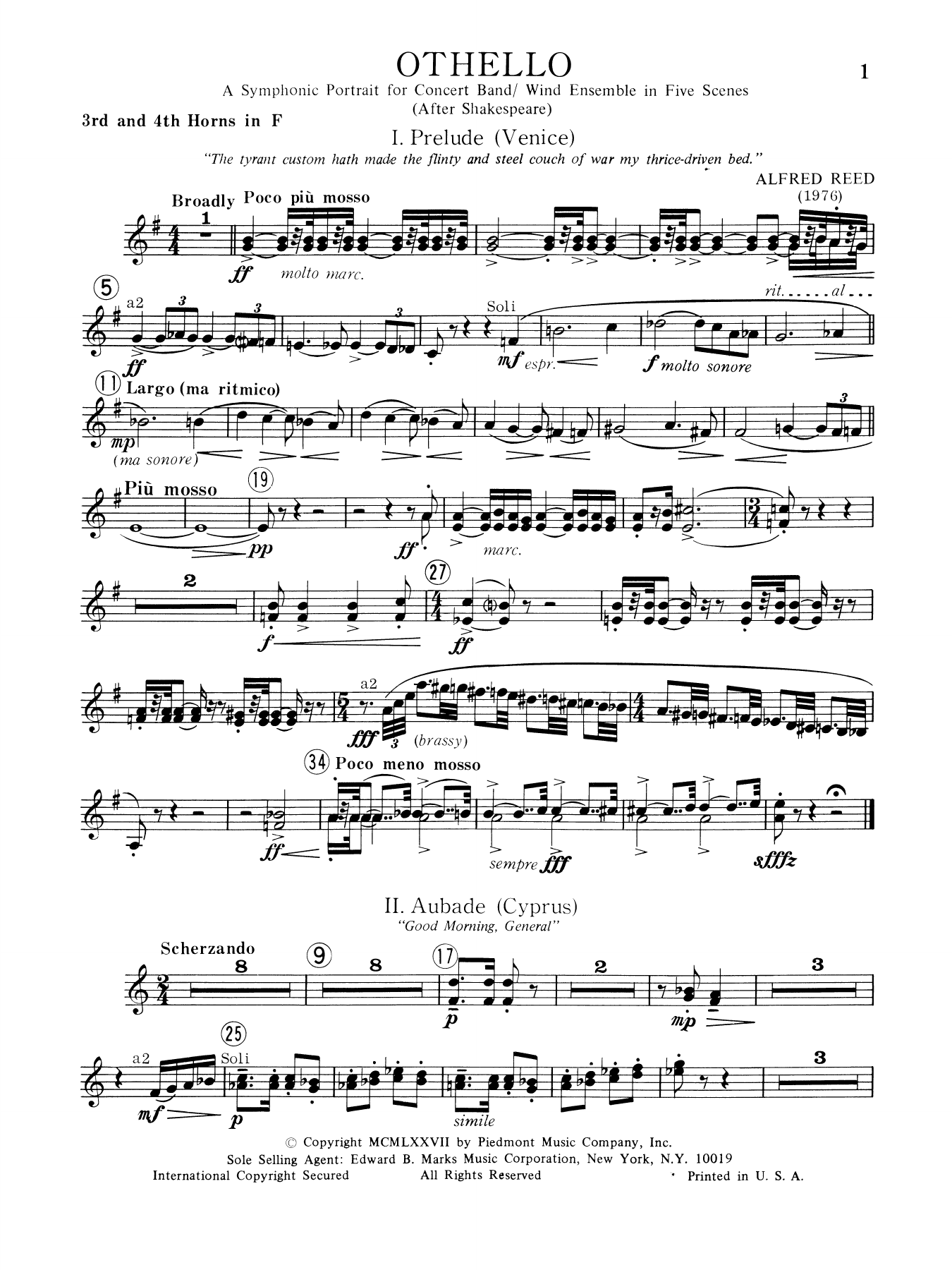 Music from Othello - 3rd 4th F Horn