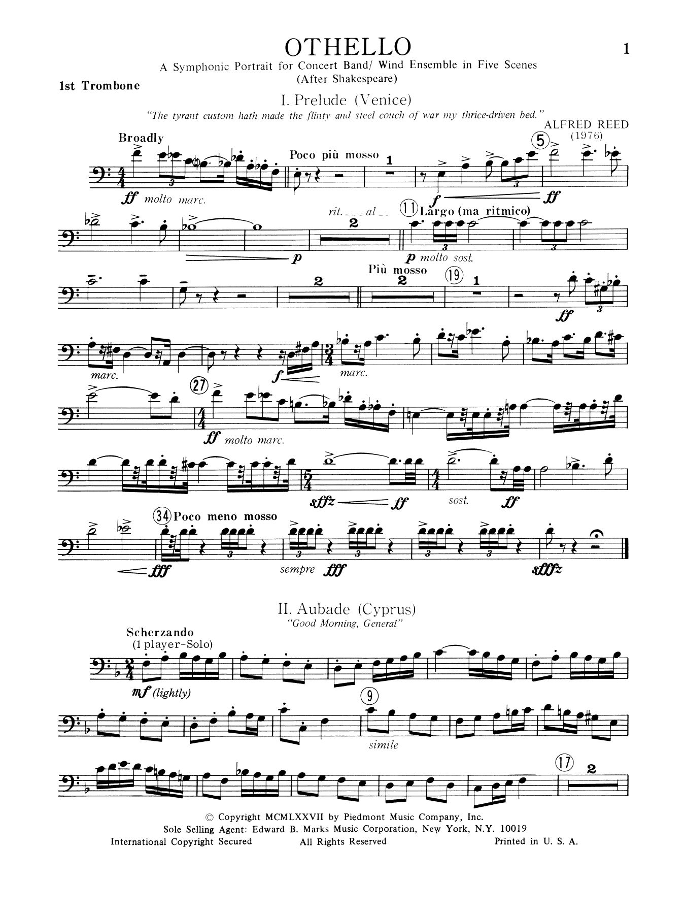Music from Othello - 1st Trombone