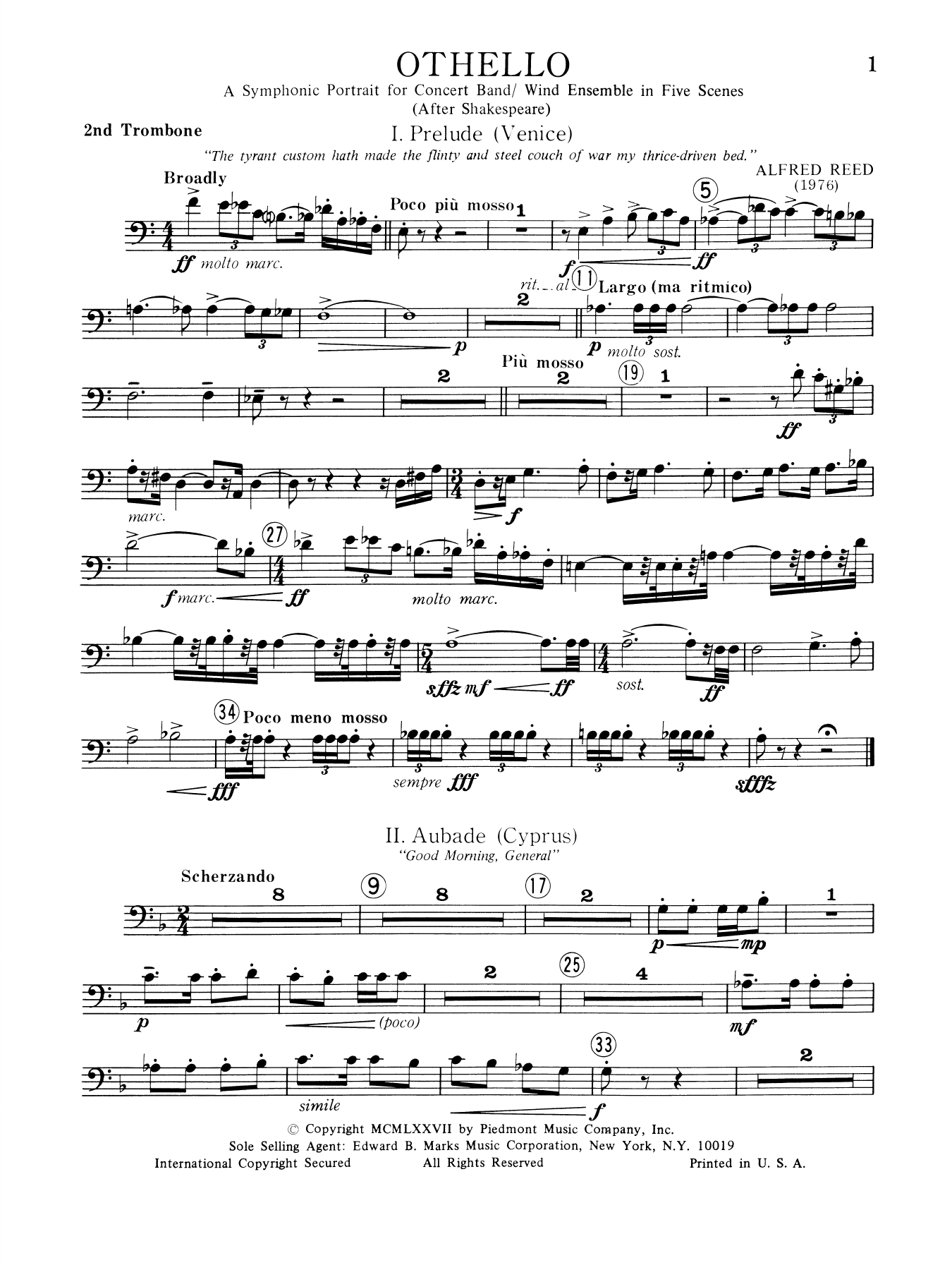 Music from Othello - 2nd Trombone